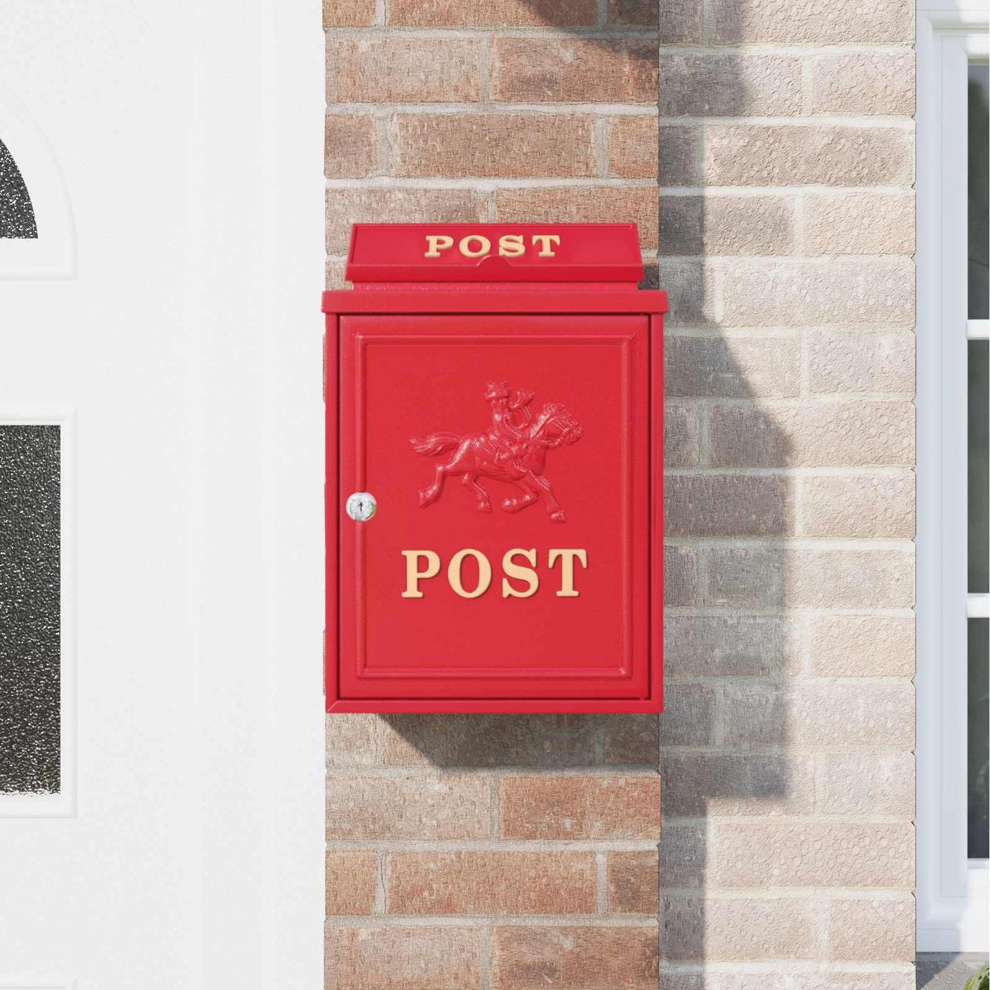 Wandmontierter Briefkasten Rot 29 x 13 x 41 cm Gussaluminium