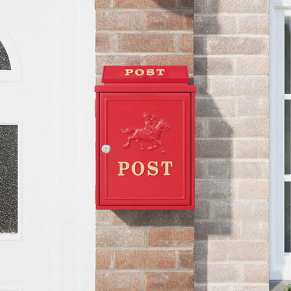 Wandmontierter Briefkasten Rot 29 x 13 x 41 cm Gussaluminium