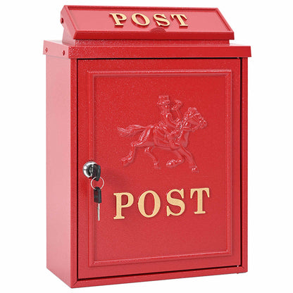 Wandmontierter Briefkasten Rot 29 x 13 x 41 cm Gussaluminium