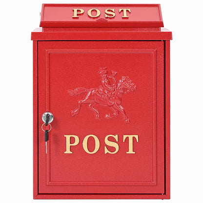 Wandmontierter Briefkasten Rot 29 x 13 x 41 cm Gussaluminium