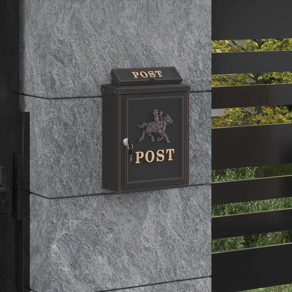 Wandmontierter Briefkasten Bronze 29 x 13 x 41 cm Gussaluminium