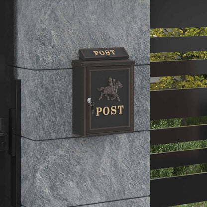 Wandmontierter Briefkasten Bronze 29 x 13 x 41 cm Gussaluminium