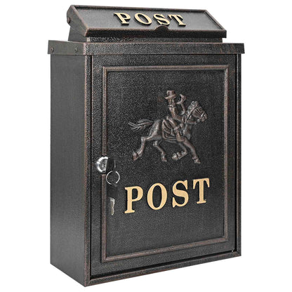 Wandmontierter Briefkasten Bronze 29 x 13 x 41 cm Gussaluminium