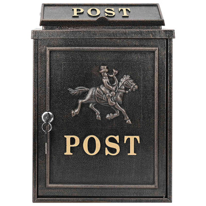 Wandmontierter Briefkasten Bronze 29 x 13 x 41 cm Gussaluminium