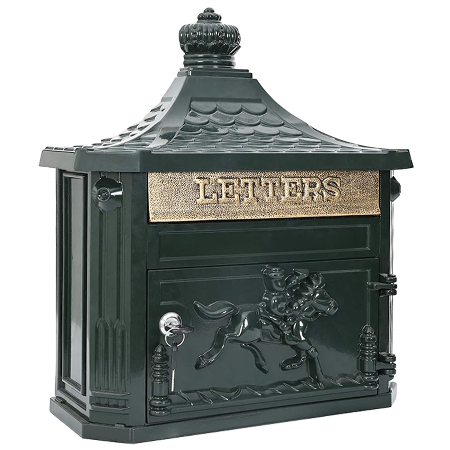 Wandmontierter Briefkasten Grün 40,5 x 16 x 45 cm Gussaluminium