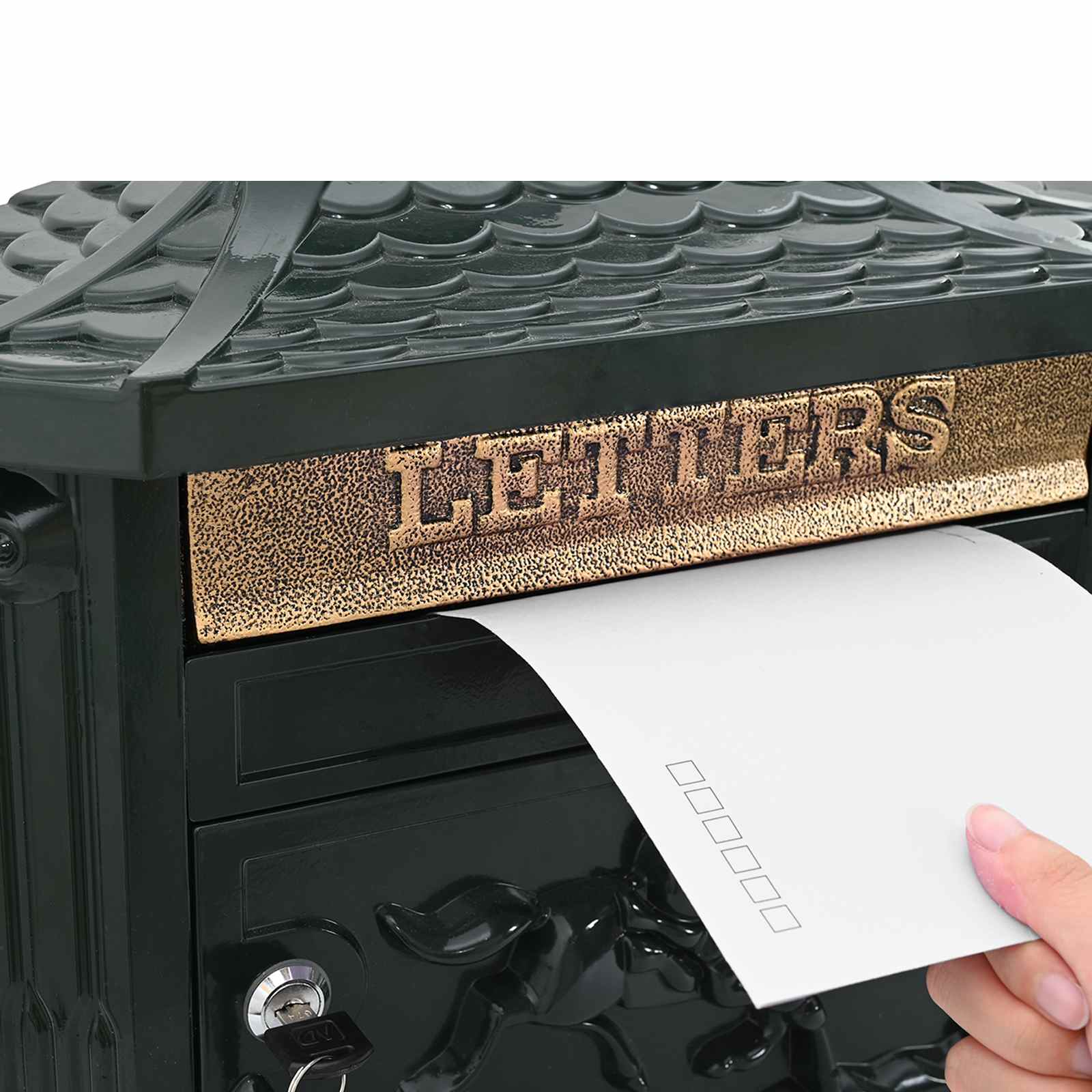 Wandmontierter Briefkasten Grün 40,5 x 16 x 45 cm Gussaluminium