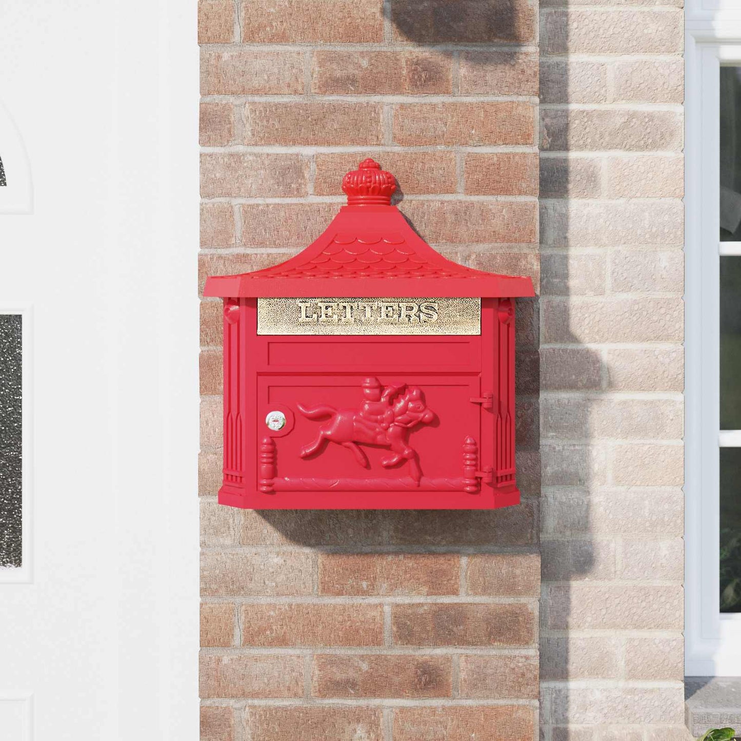 Wandmontierter Briefkasten Rot 40,5 x 16 x 45 cm Gussaluminium