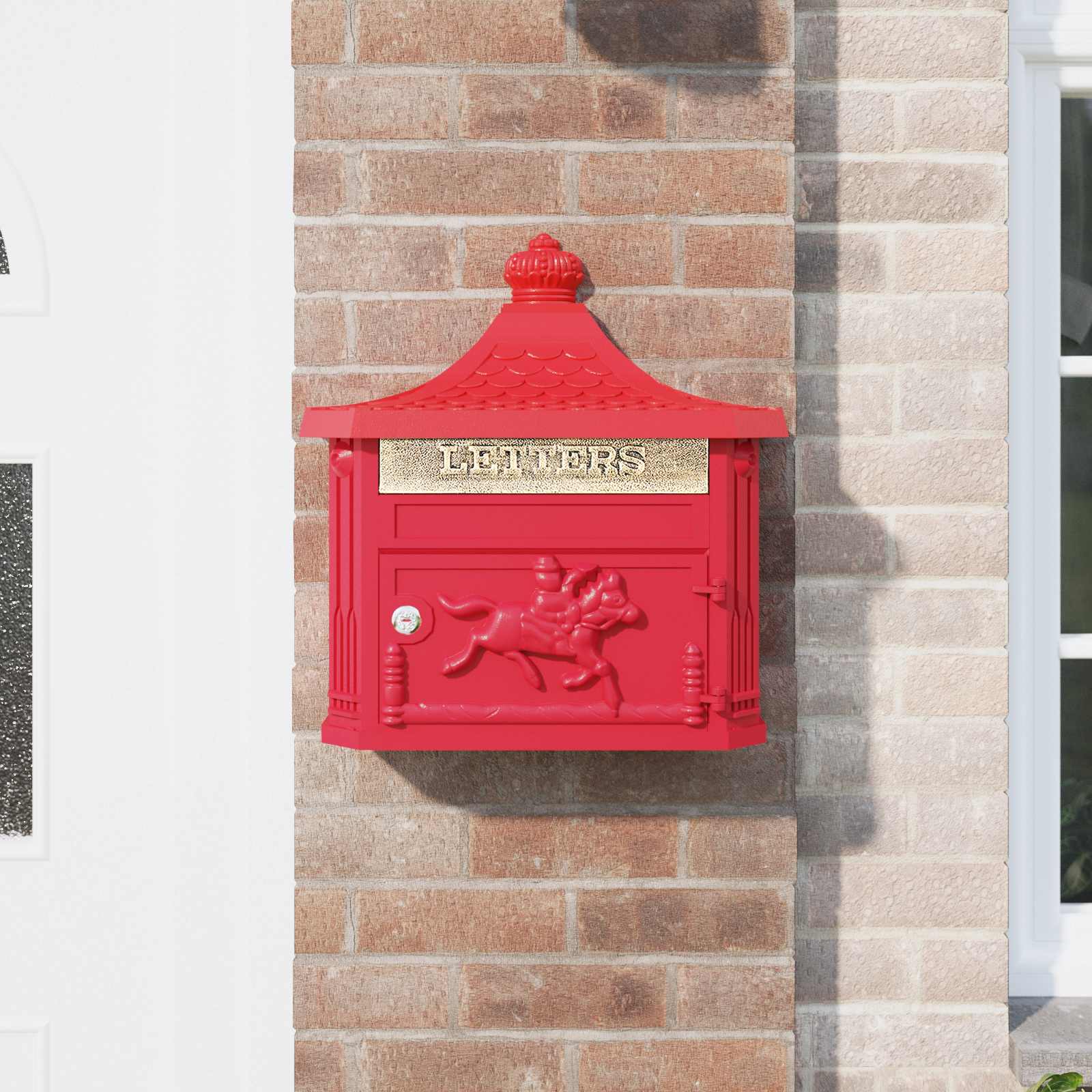 Wandmontierter Briefkasten Rot 40,5 x 16 x 45 cm Gussaluminium