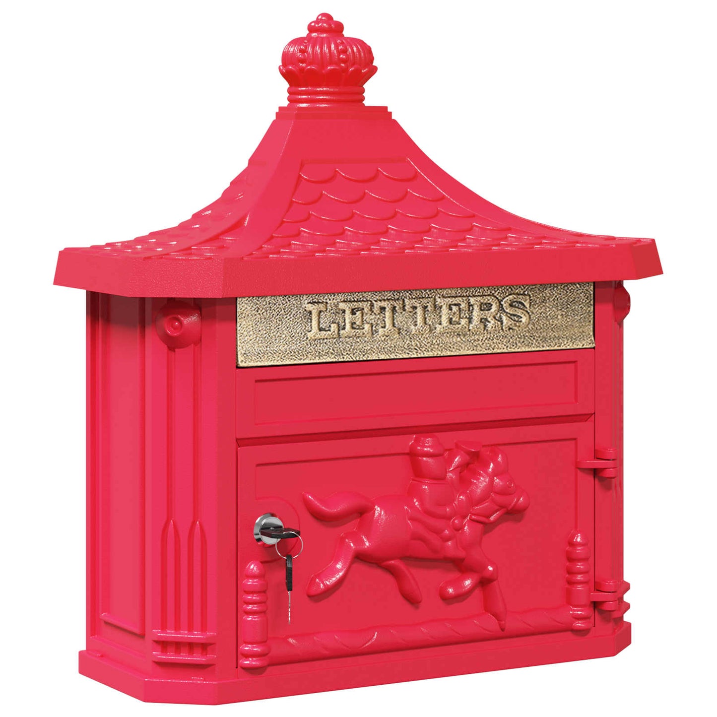 Wandmontierter Briefkasten Rot 40,5 x 16 x 45 cm Gussaluminium