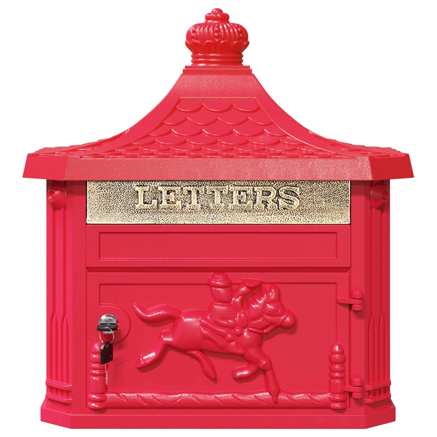 Wandmontierter Briefkasten Rot 40,5 x 16 x 45 cm Gussaluminium