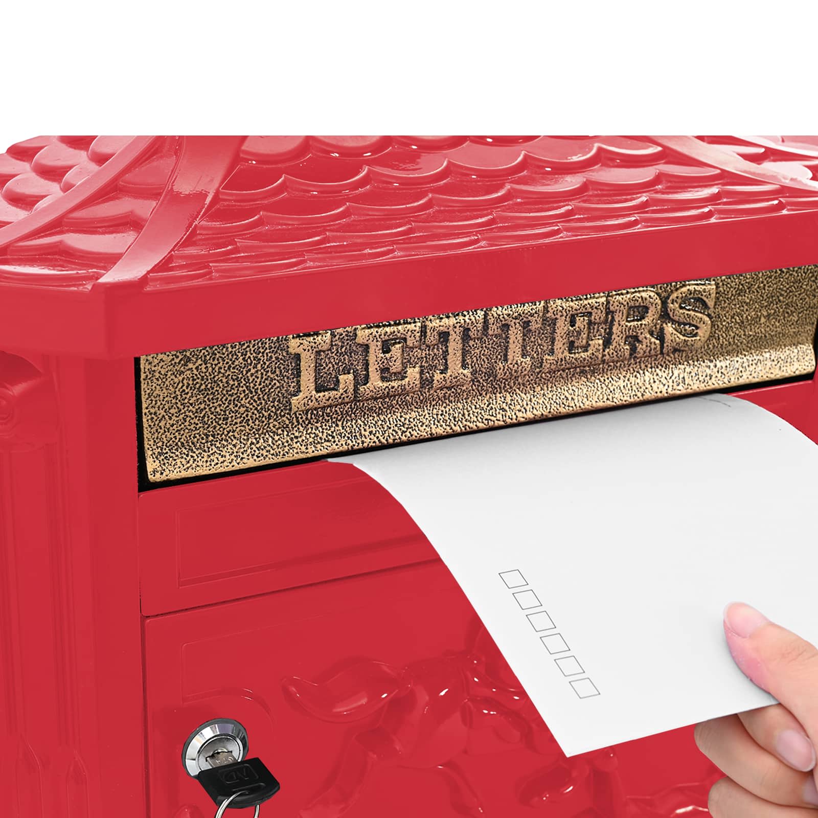 Wandmontierter Briefkasten Rot 40,5 x 16 x 45 cm Gussaluminium