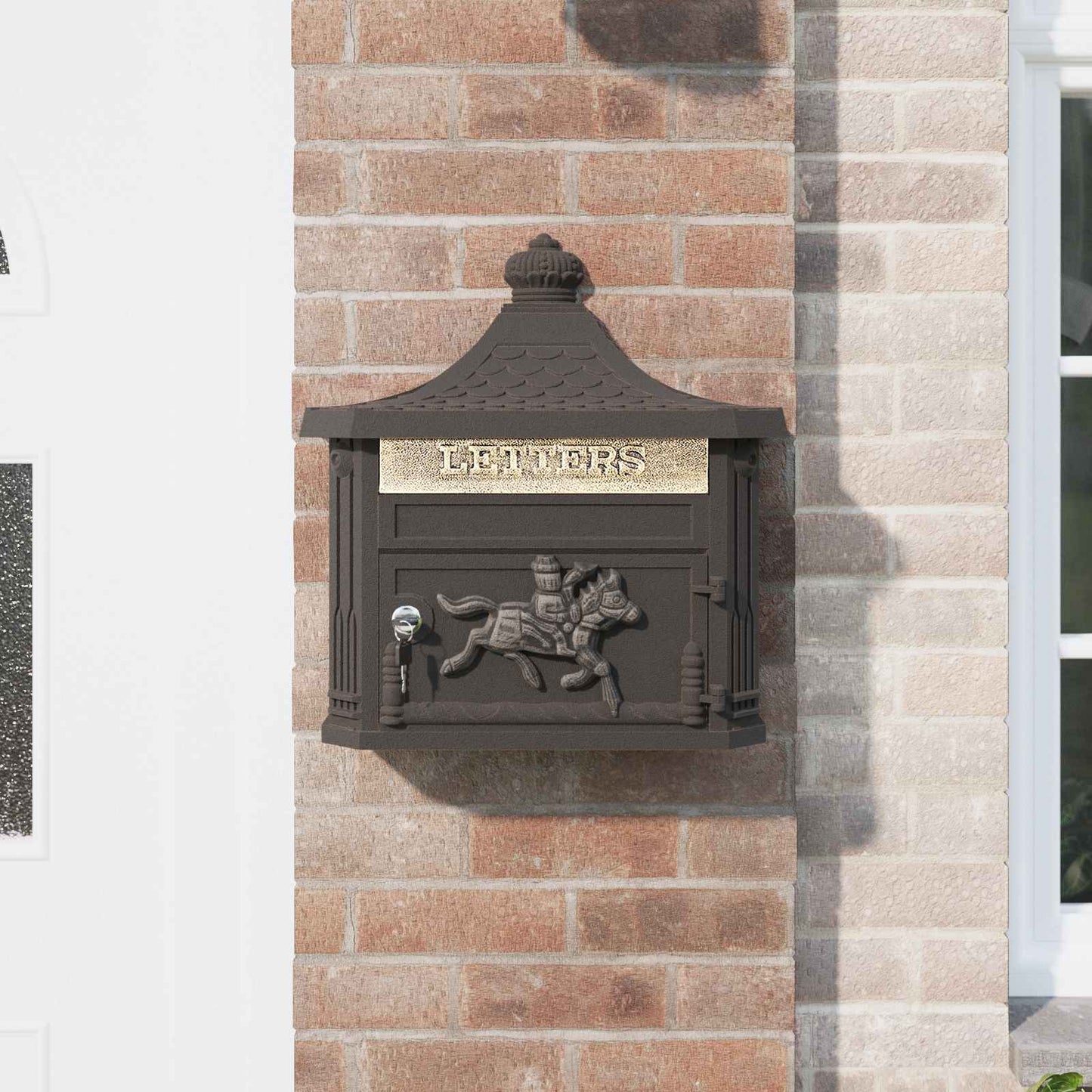 Wandmontierter Briefkasten mit Tür Bronze 40,5 x 16 x 45 cm