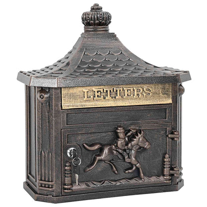 Wandmontierter Briefkasten mit Tür Bronze 40,5 x 16 x 45 cm