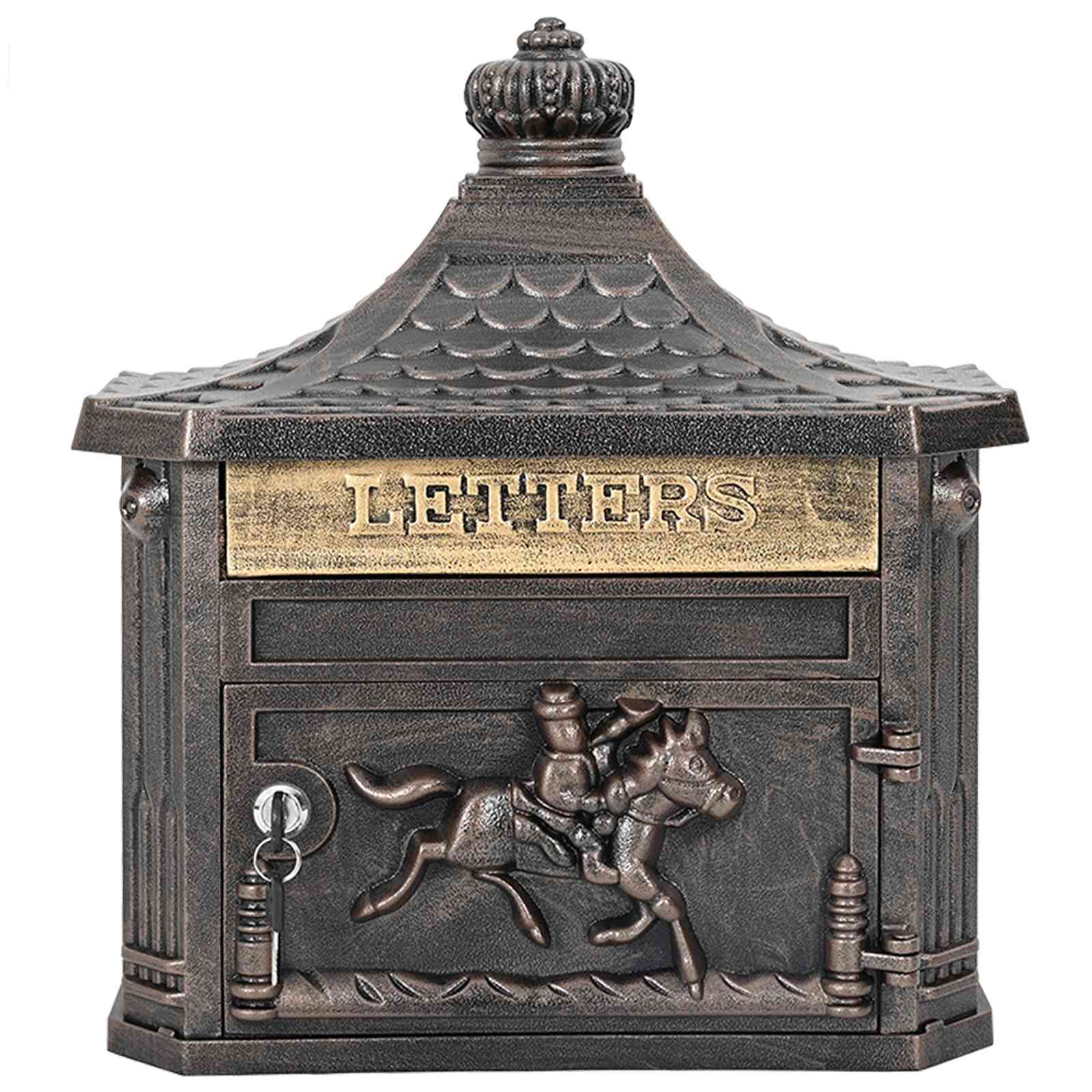 Wandmontierter Briefkasten mit Tür Bronze 40,5 x 16 x 45 cm
