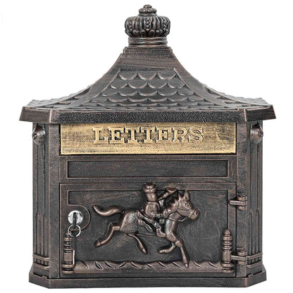 Wandmontierter Briefkasten mit Tür Bronze 40,5 x 16 x 45 cm