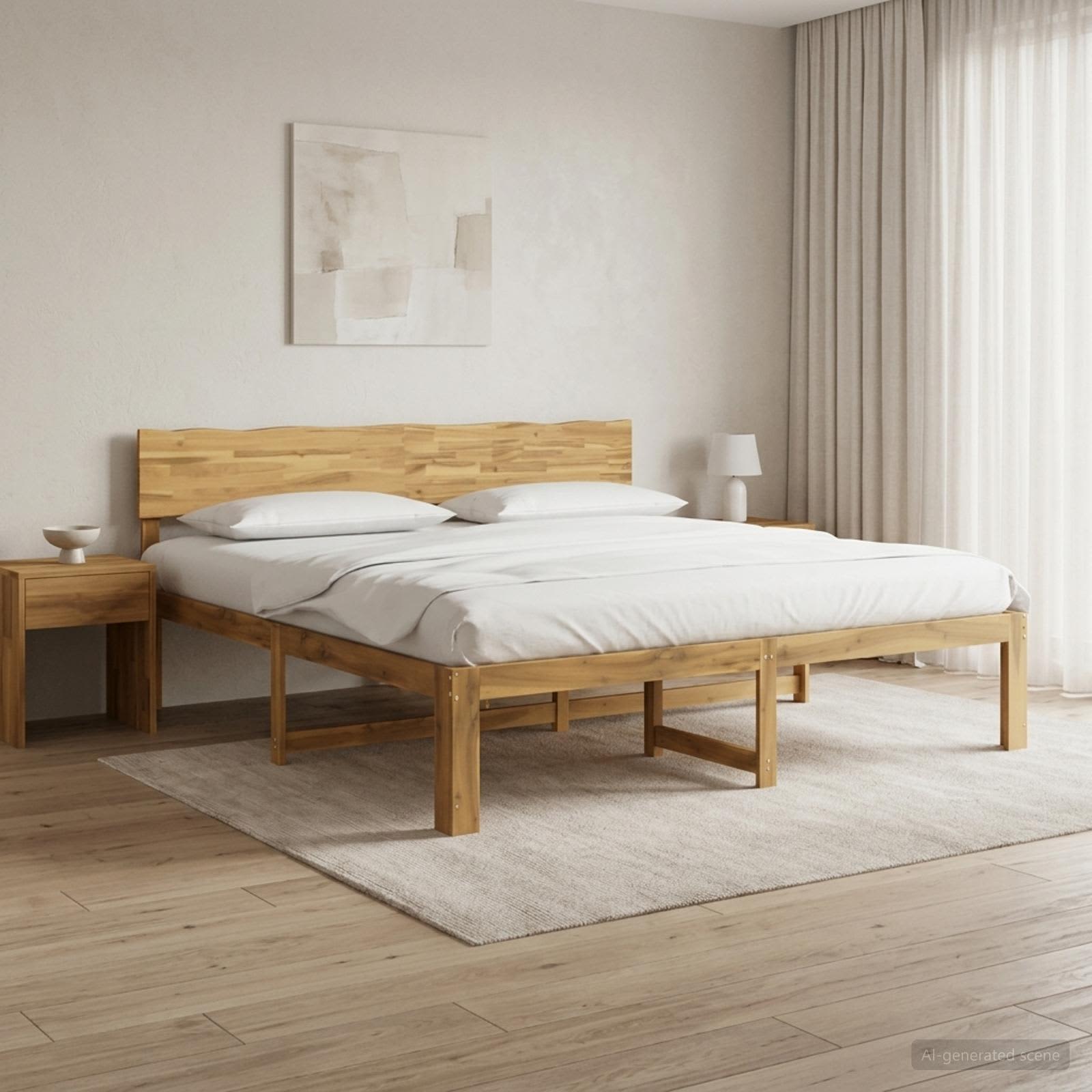 Doppelbettgestell mit Kopfteil ROSTOCK Weiß 180 x 200 cm