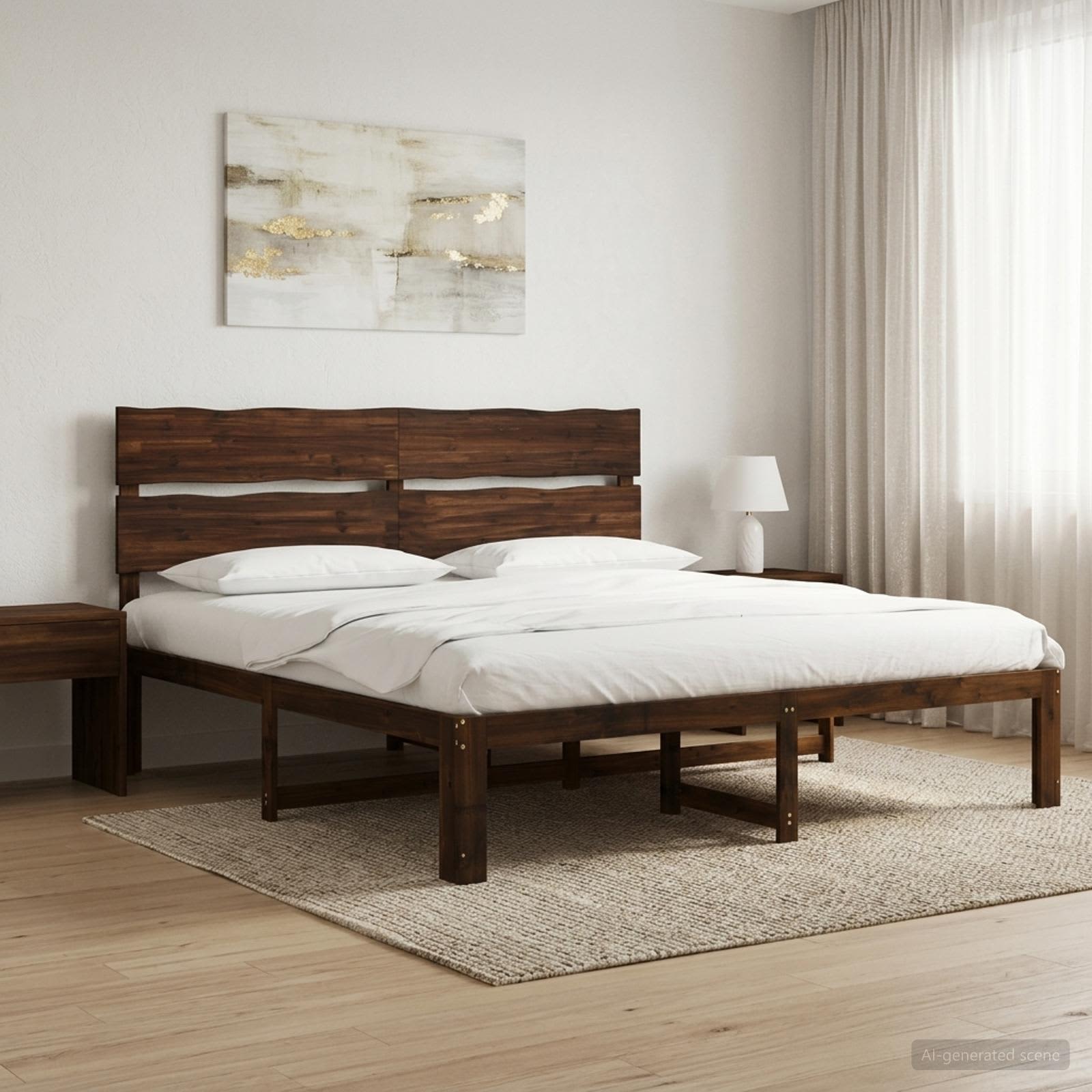 Doppelbettgestell mit Kopfteil ROSTOCK Dunkelbraun 180 x 200 cm