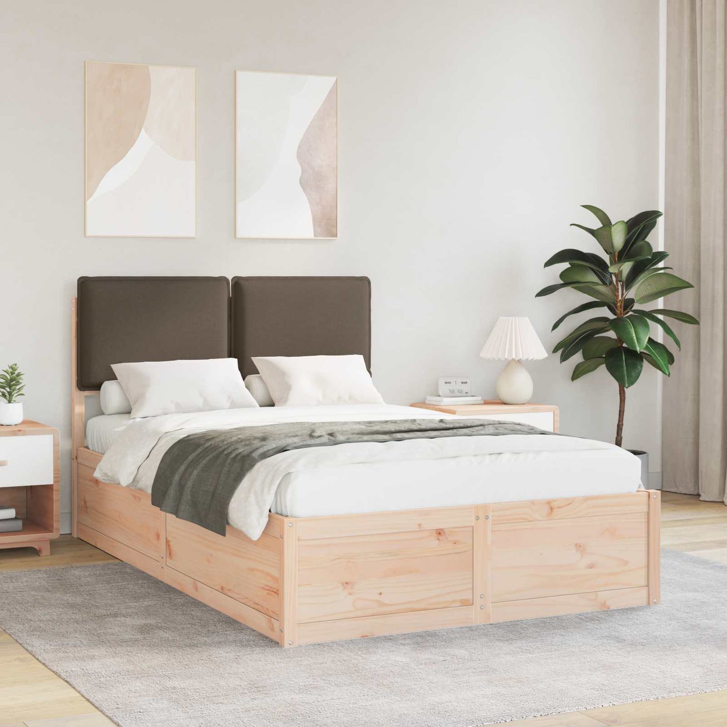 Bettgestell mit gepolstertem Kopfteil Taupe 120 x 190 cm