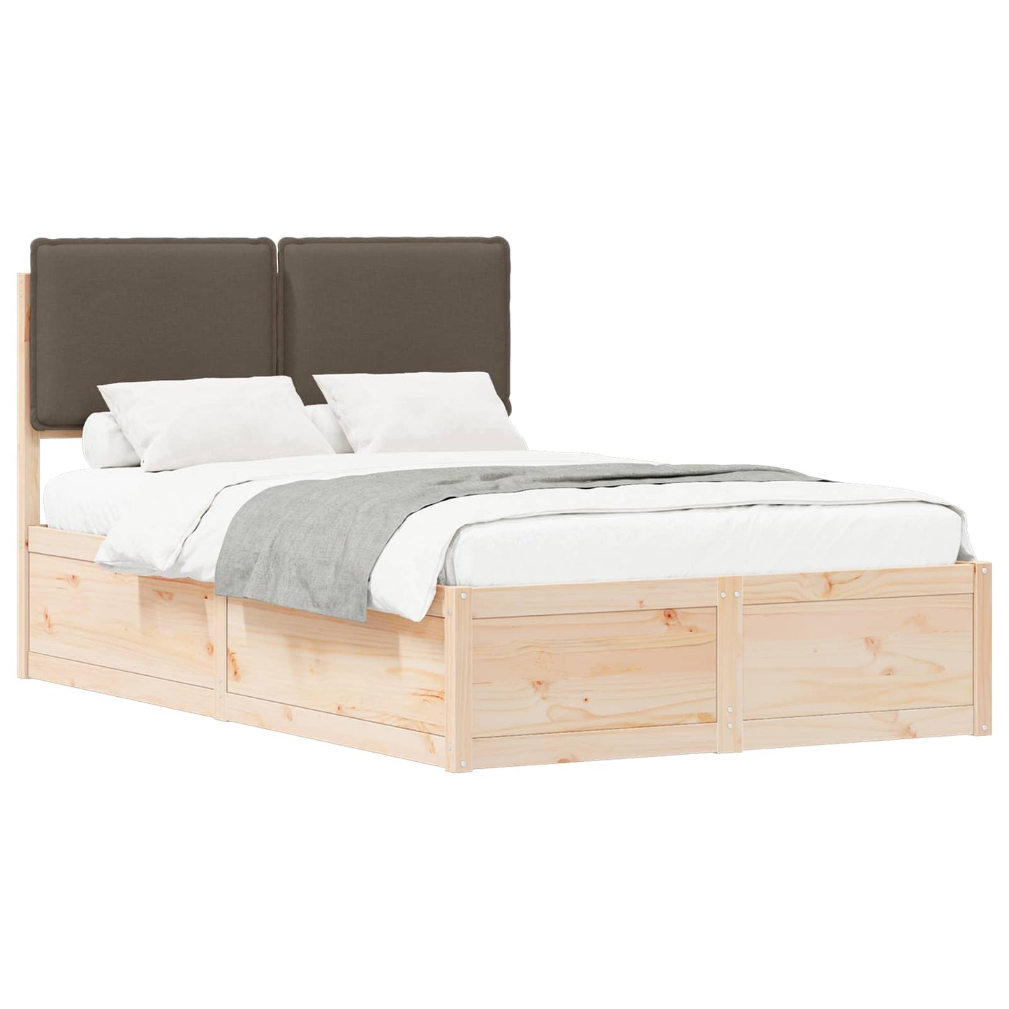 Bettgestell mit gepolstertem Kopfteil Taupe 120 x 190 cm