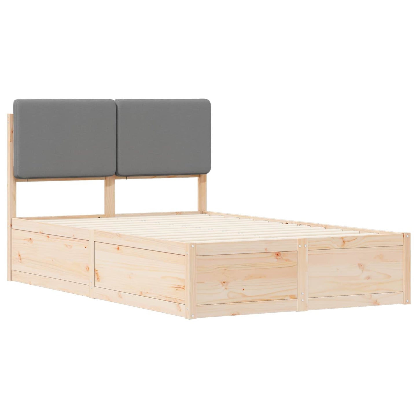 Bettgestell mit gepolstertem Kopfteil Hellgrau 120 x 190 cm