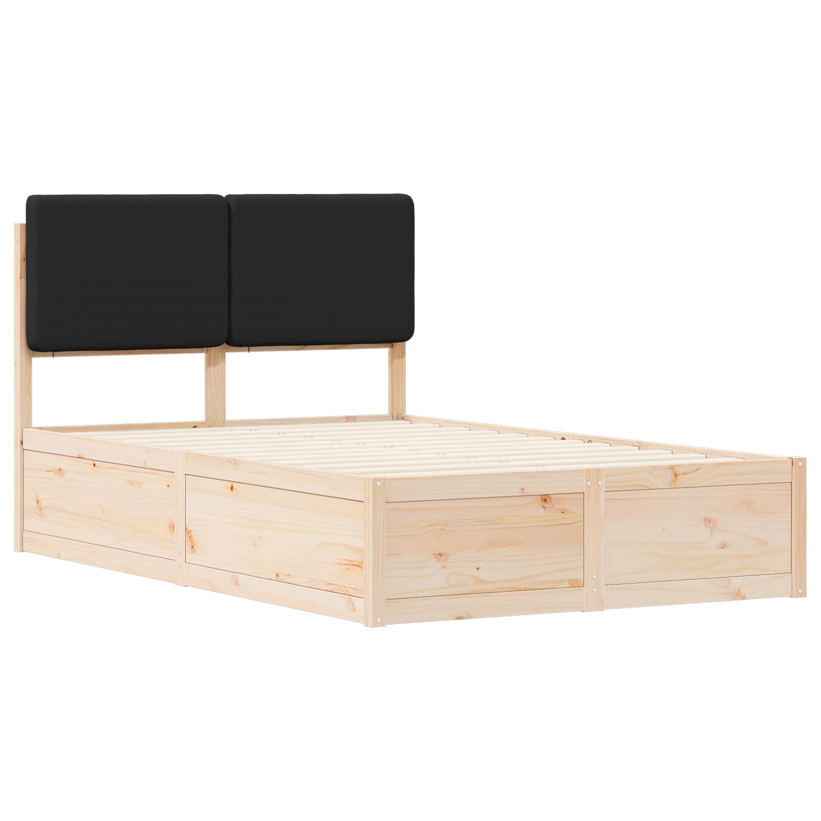 Bettgestell mit gepolstertem Kopfteil Schwarz 120 x 190 cm