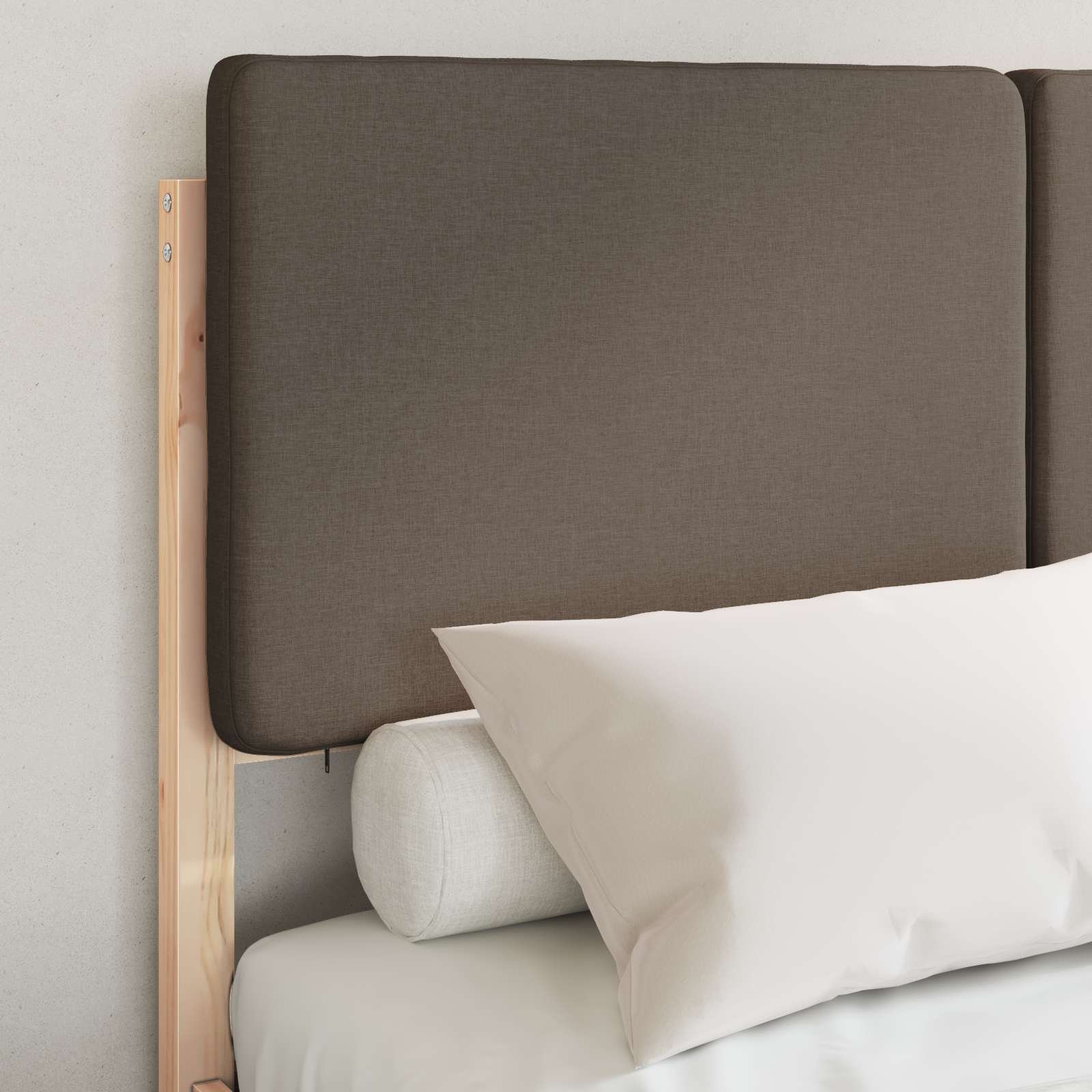 Bettgestell mit gepolstertem Kopfteil Taupe 120 x 190 cm