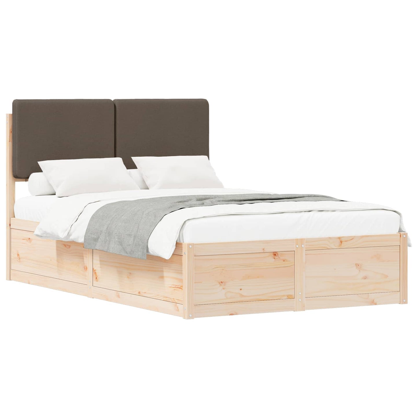 Bettgestell mit gepolstertem Kopfteil Taupe 120 x 190 cm
