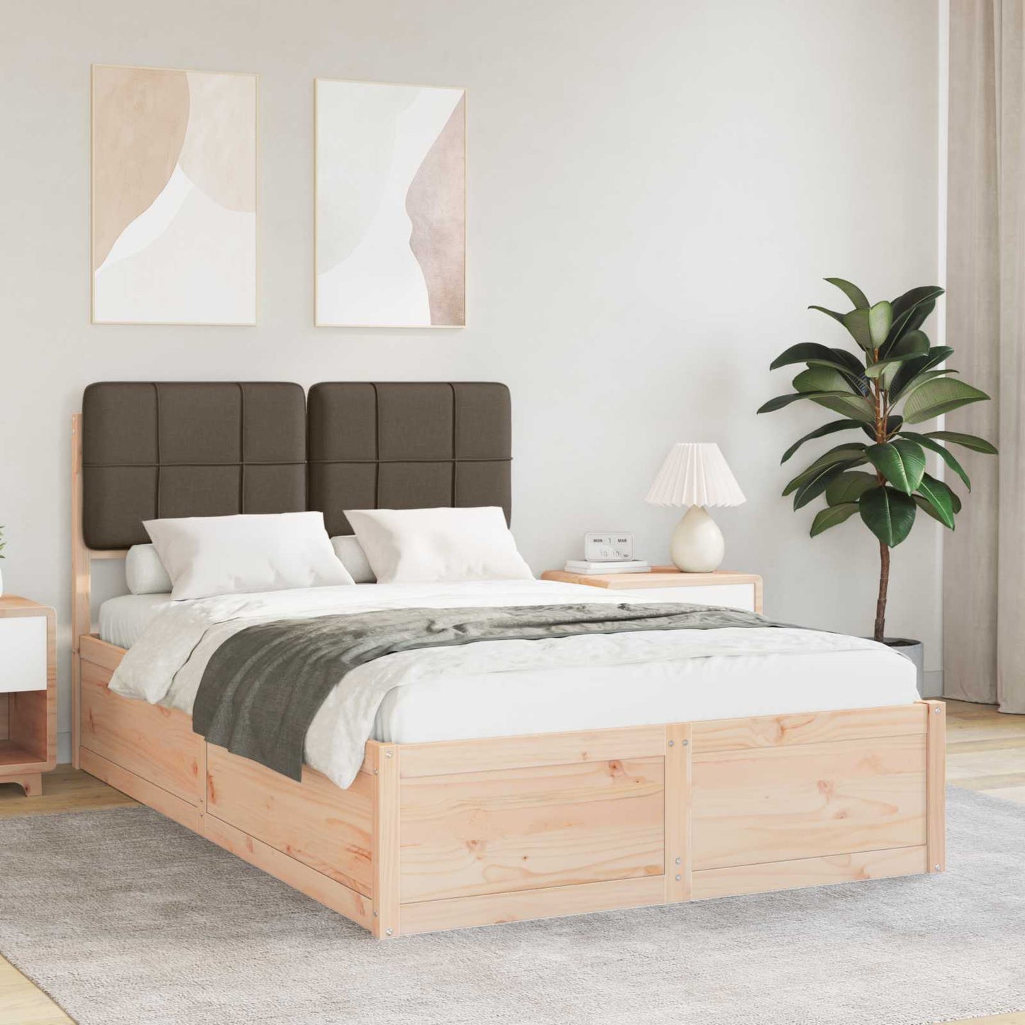 Bettgestell mit gepolstertem Kopfteil Taupe 120 x 190 cm