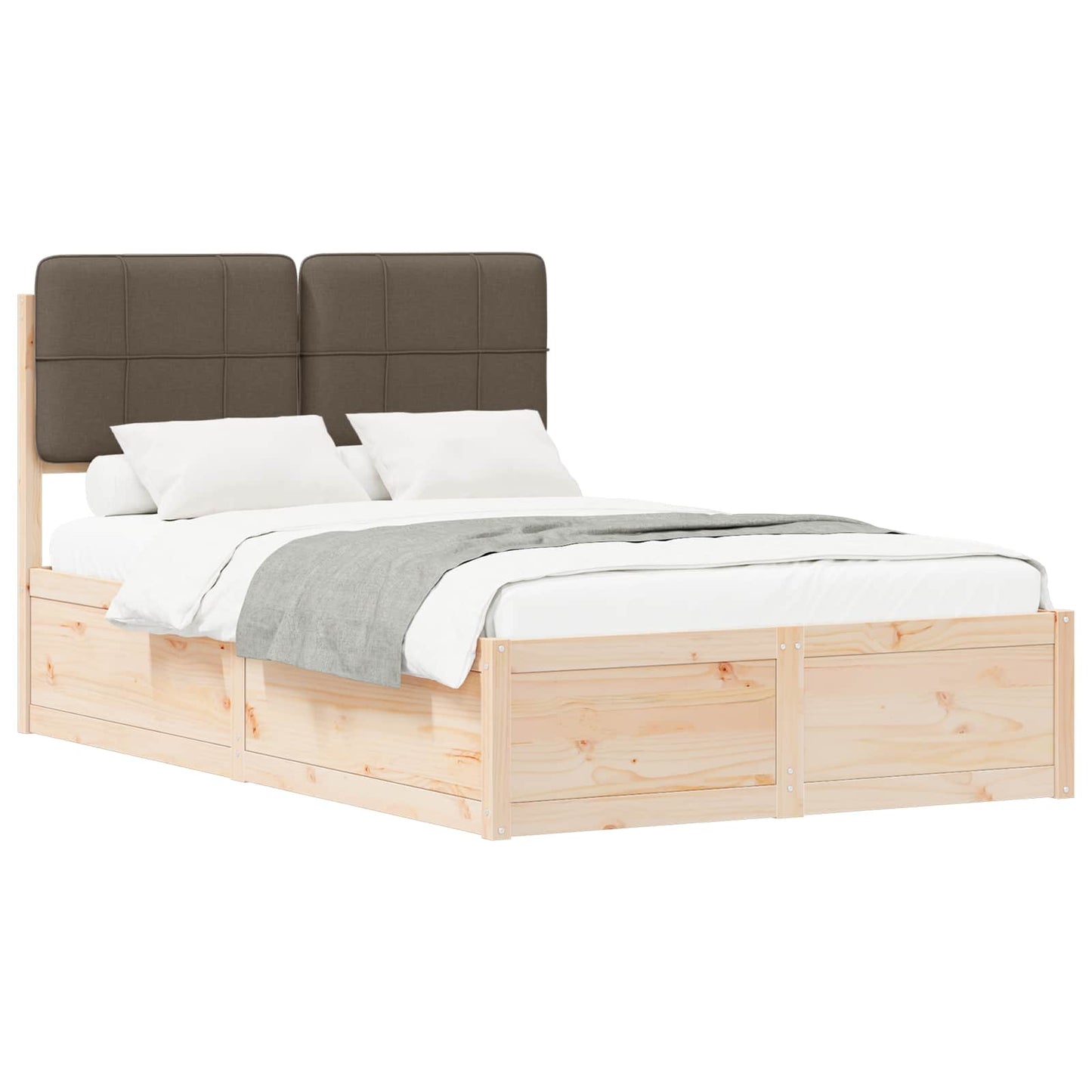 Bettgestell mit gepolstertem Kopfteil Taupe 120 x 190 cm