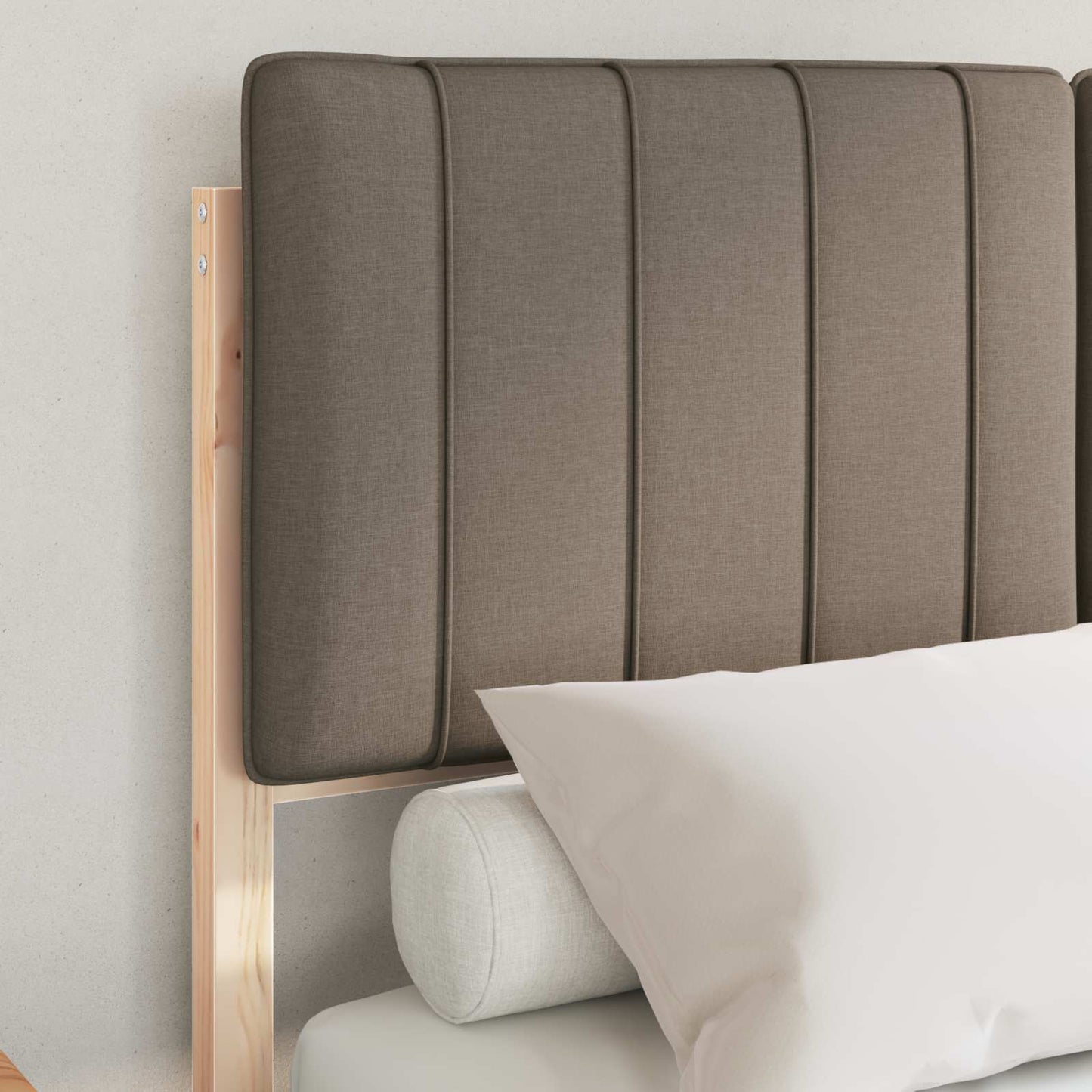 Bettgestell mit gepolstertem Kopfteil Taupe 120 x 190 cm