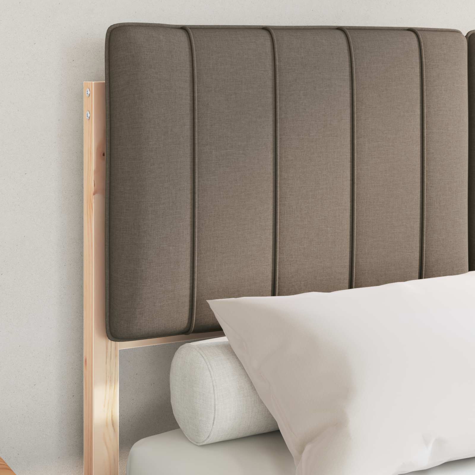 Bettgestell mit gepolstertem Kopfteil Taupe 120 x 190 cm