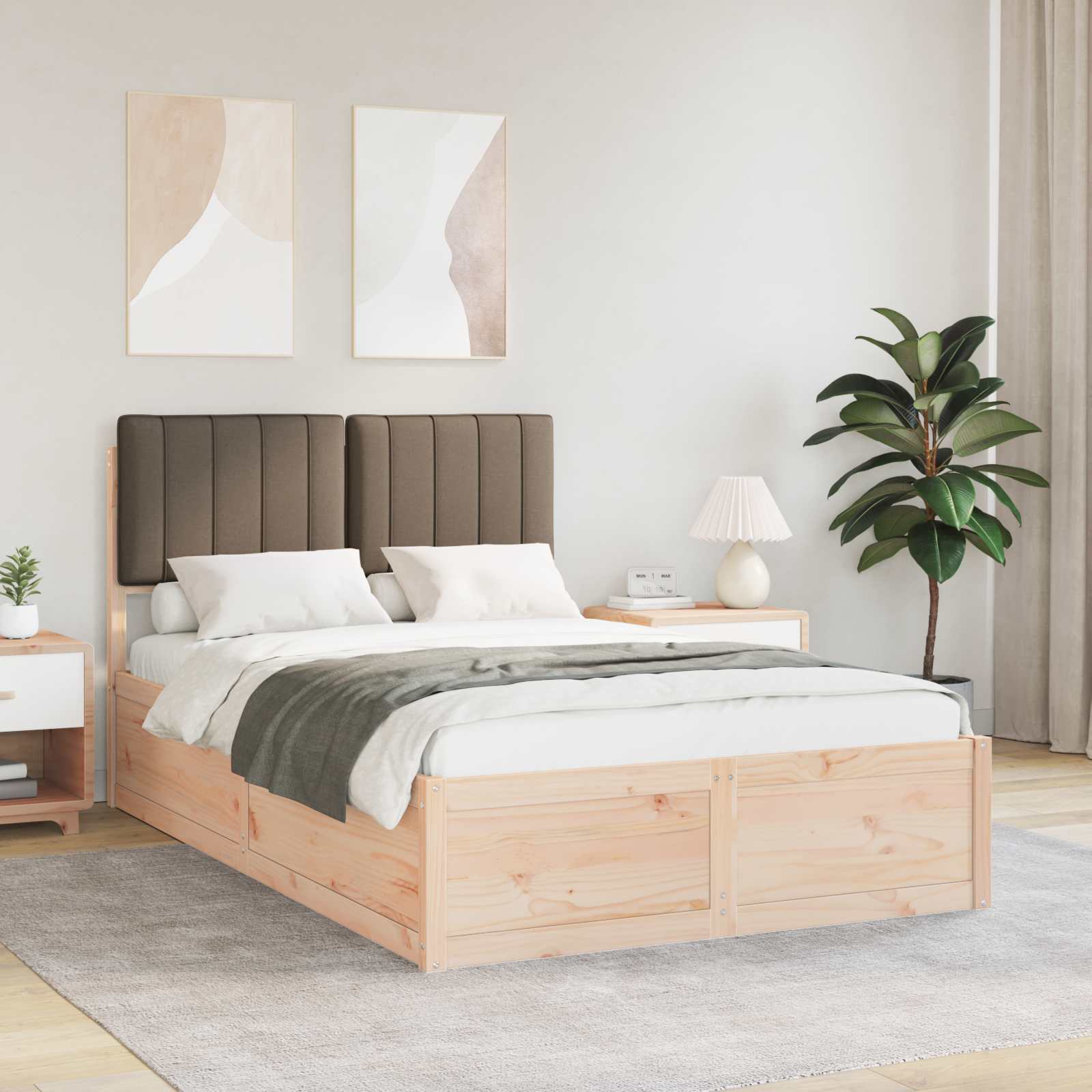 Bettgestell mit gepolstertem Kopfteil Taupe 120 x 190 cm