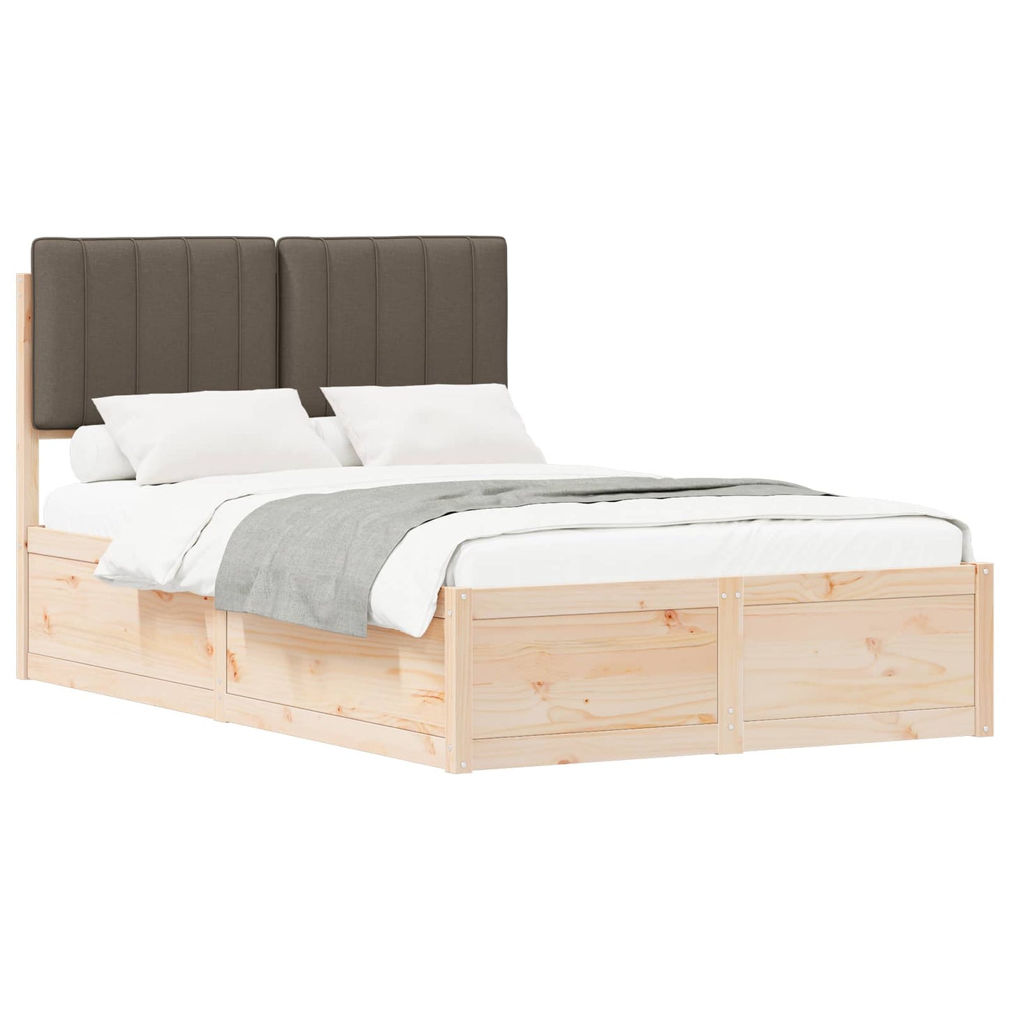 Bettgestell mit gepolstertem Kopfteil Taupe 120 x 190 cm