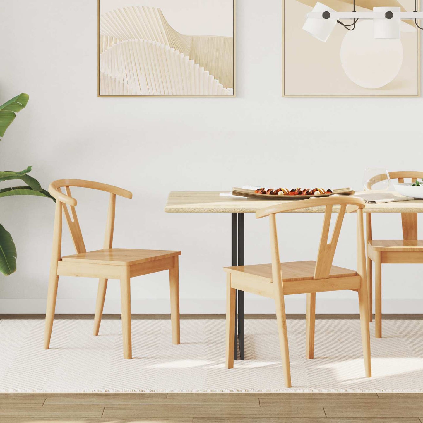 Esszimmerstuhl 2 Stk. Massives Gummiholz Natur