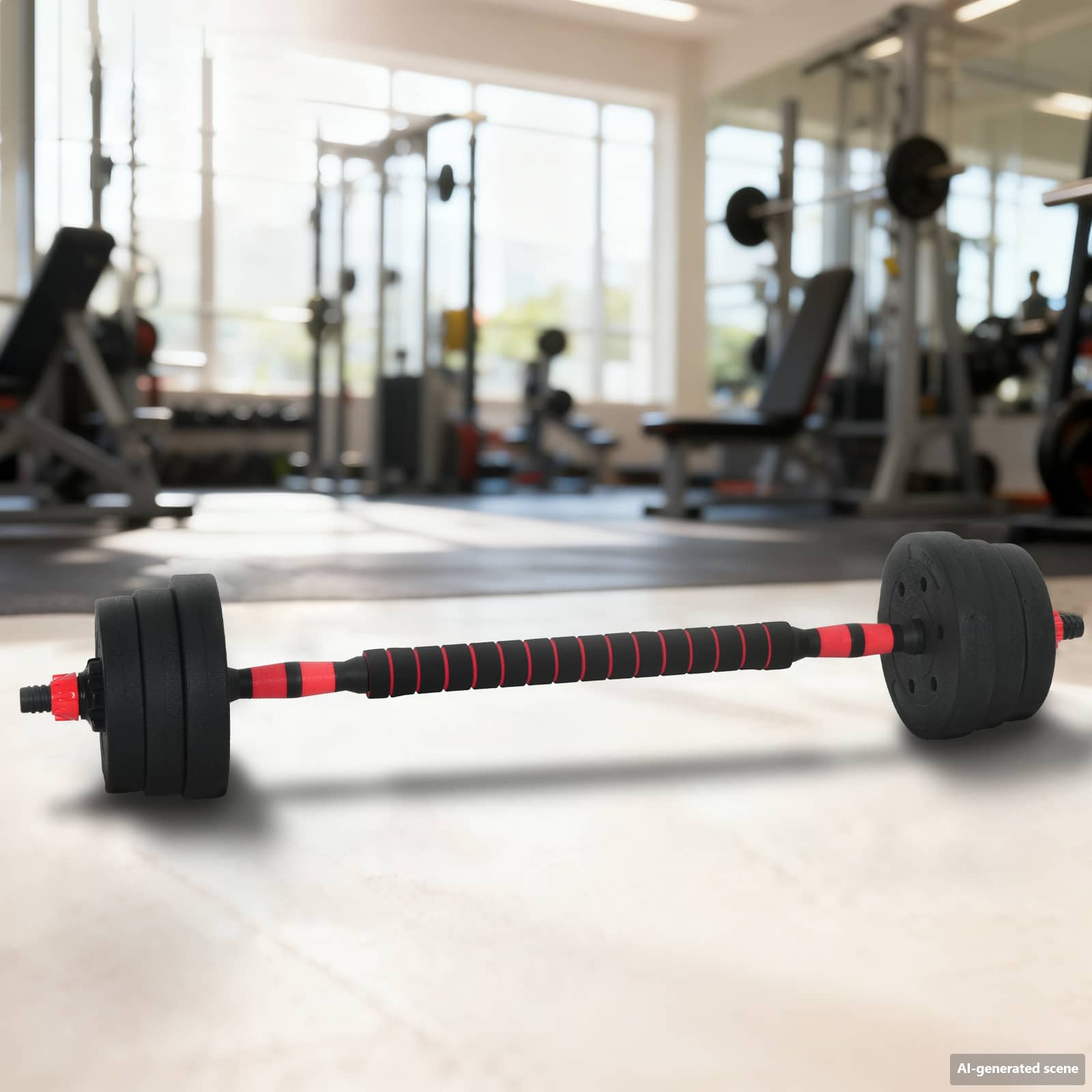 2-in-1 Kurzhantel Langhantel Set 20 kg Schwarz und Rot