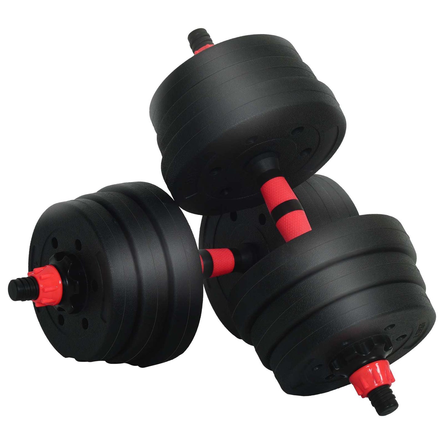 2-in-1 Kurzhantel Langhantel Set 20 kg Schwarz und Rot