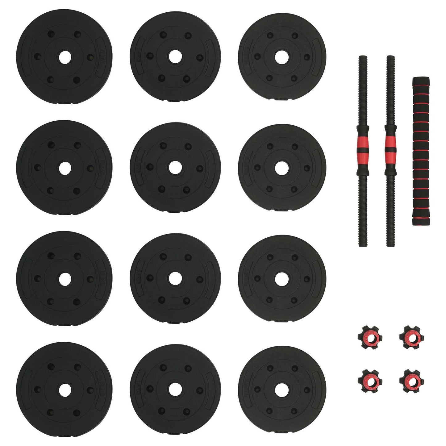 2-in-1 Kurzhantel Langhantel Set 20 kg Schwarz und Rot