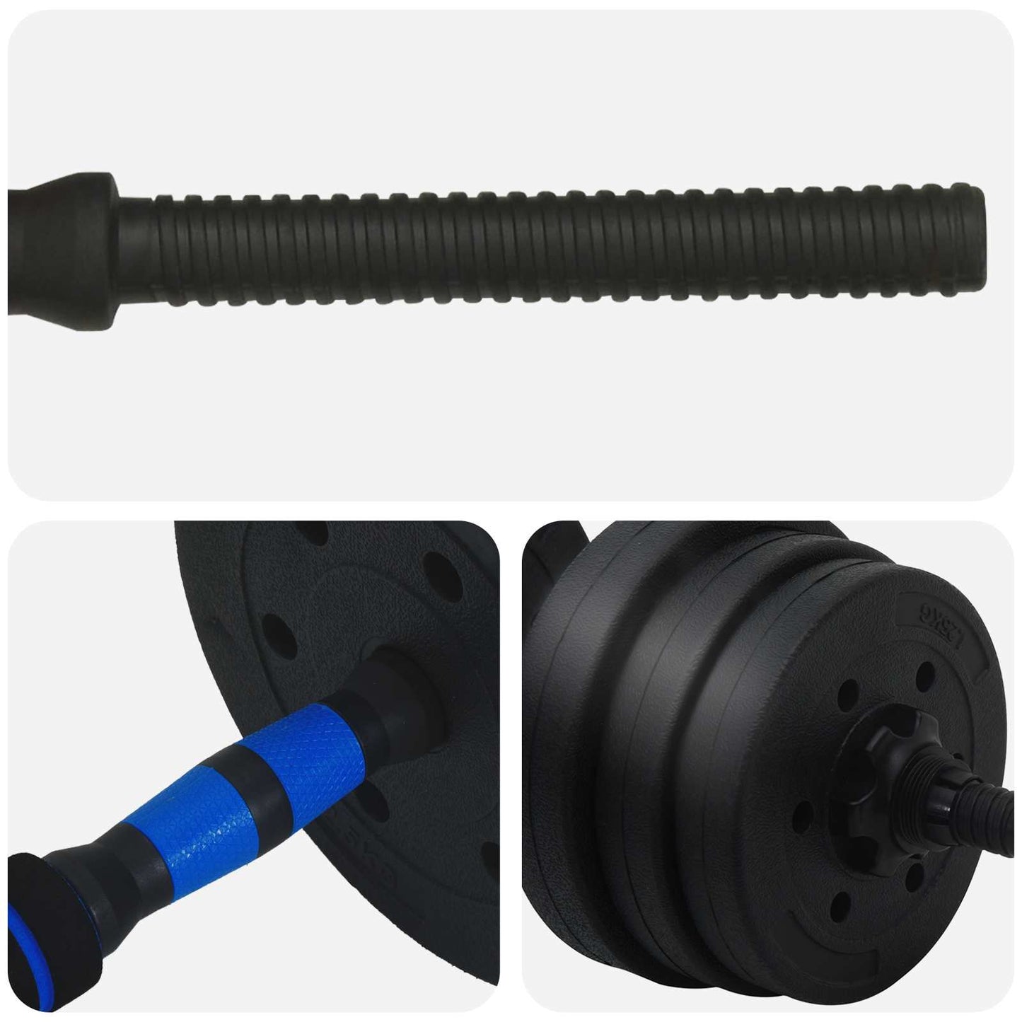 2-in-1 Kurzhantel Langhantel Set 20 kg Schwarz und Blau