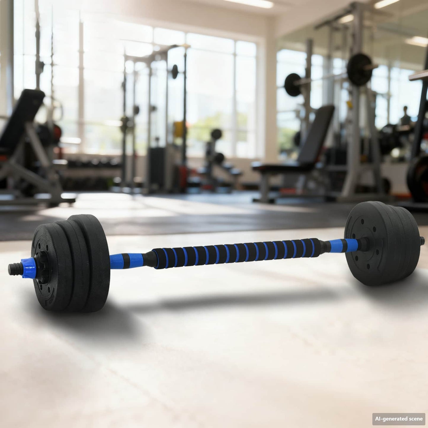 2-in-1 Kurzhantel Langhantel Set 20 kg Schwarz und Blau