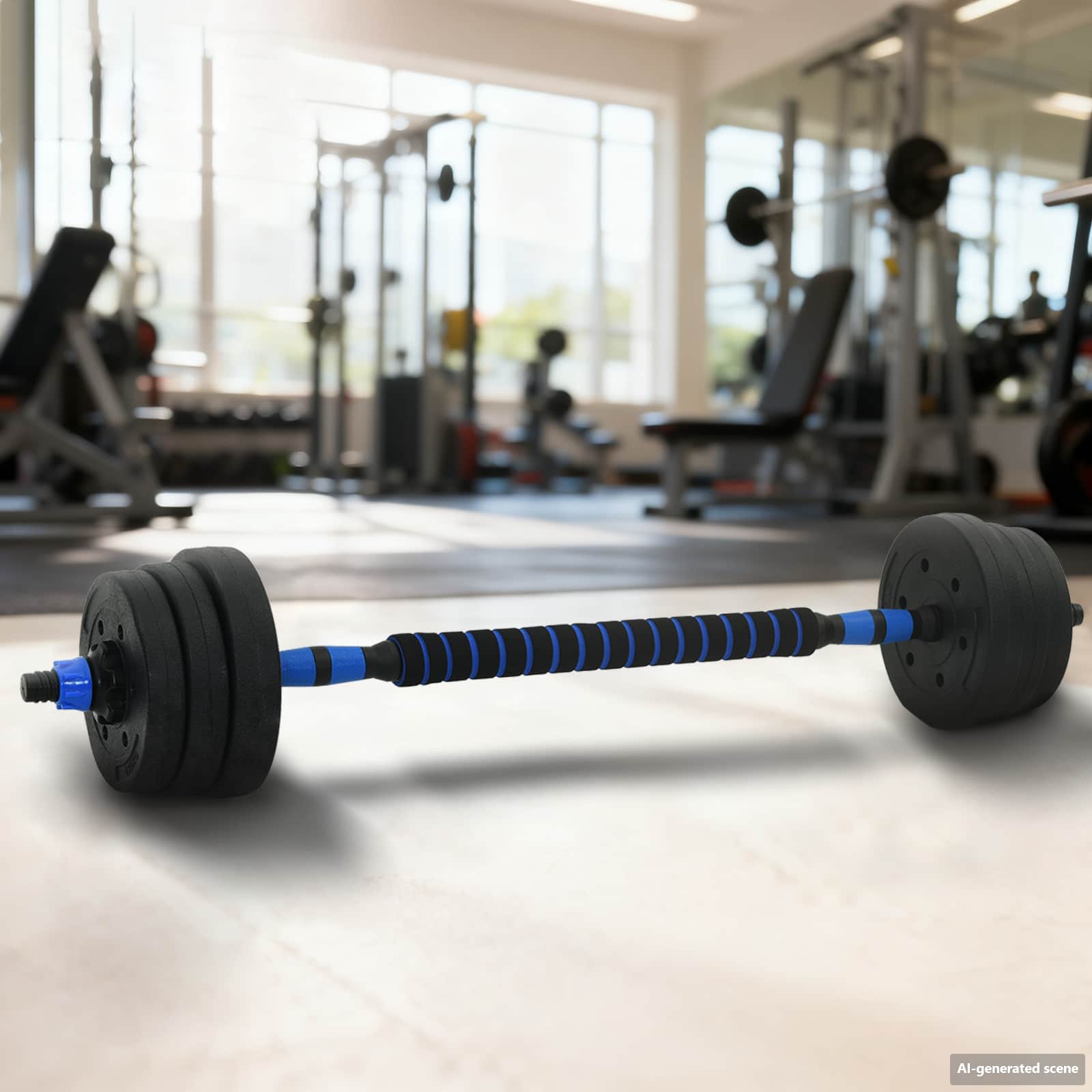 2-in-1 Kurzhantel Langhantel Set 20 kg Schwarz und Blau