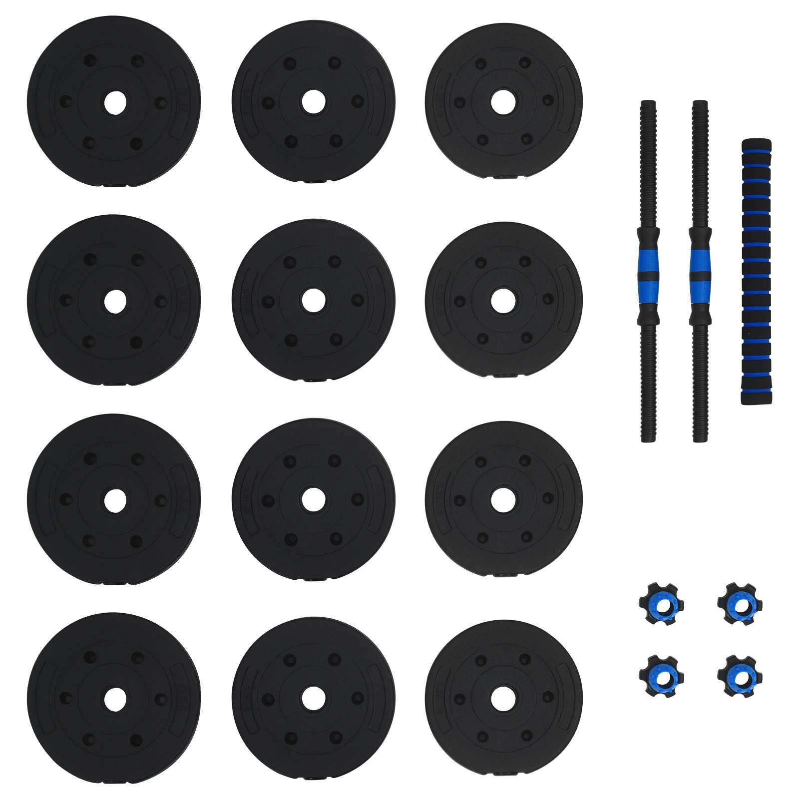 2-in-1 Kurzhantel Langhantel Set 20 kg Schwarz und Blau