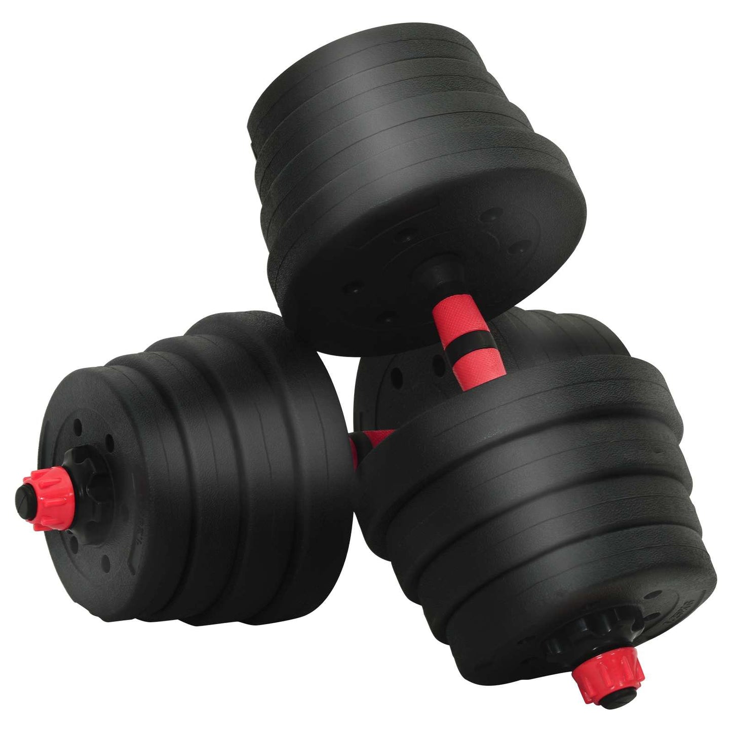 2-in-1 Kurzhantel Langhantel Set 30 kg Schwarz und Rot