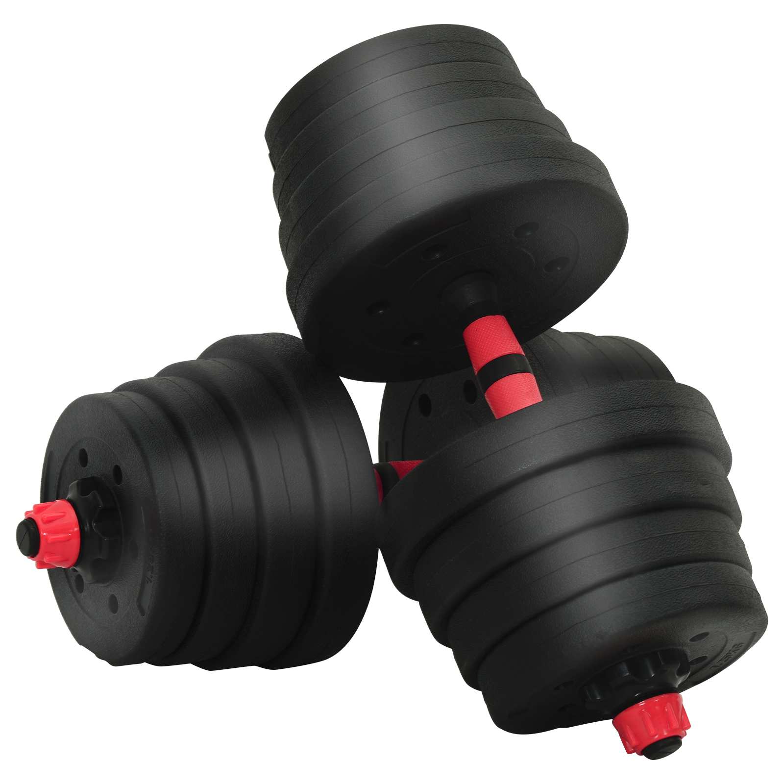2-in-1 Kurzhantel Langhantel Set 30 kg Schwarz und Rot