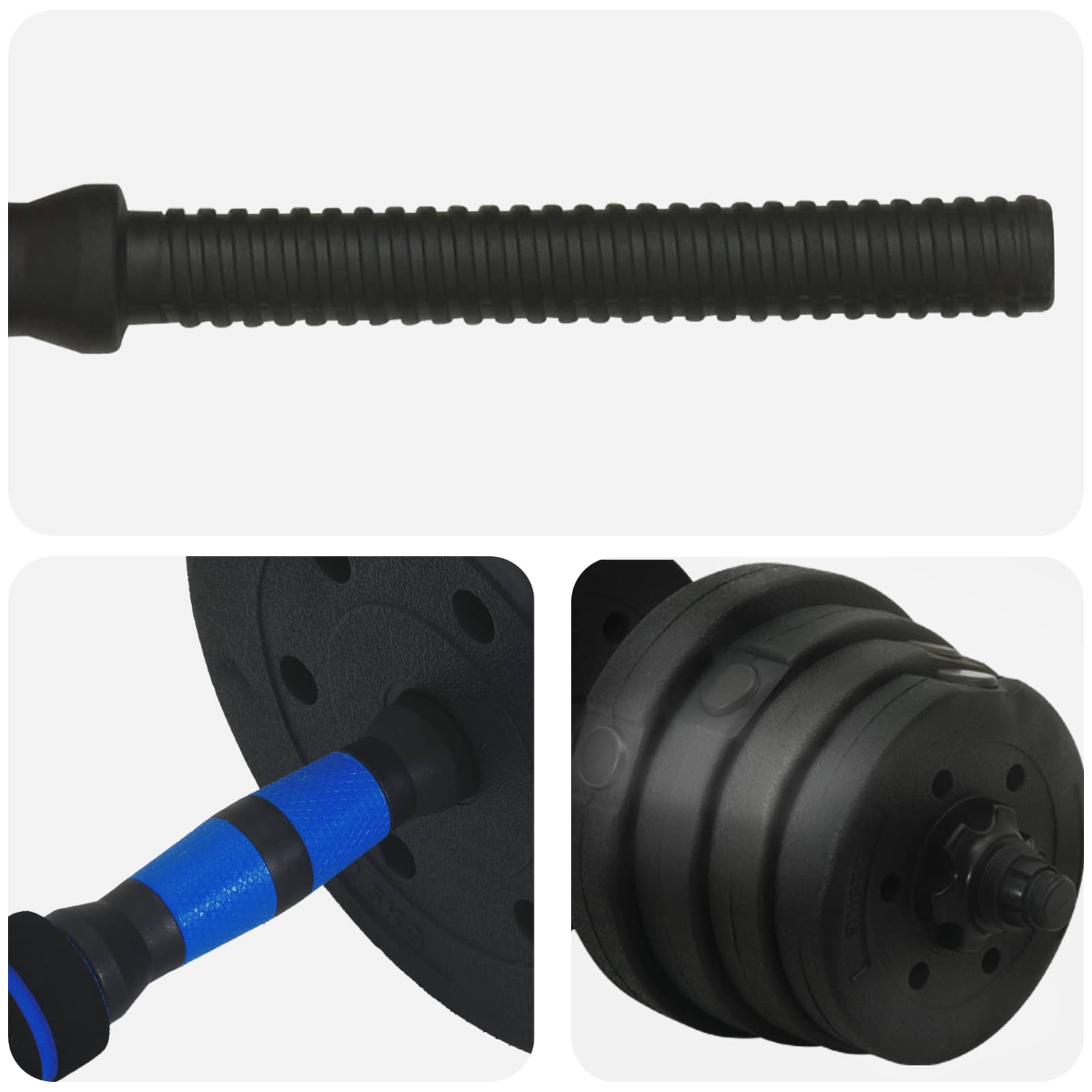 2-in-1 Kurzhantel Langhantel Set 30 kg Schwarz und Blau