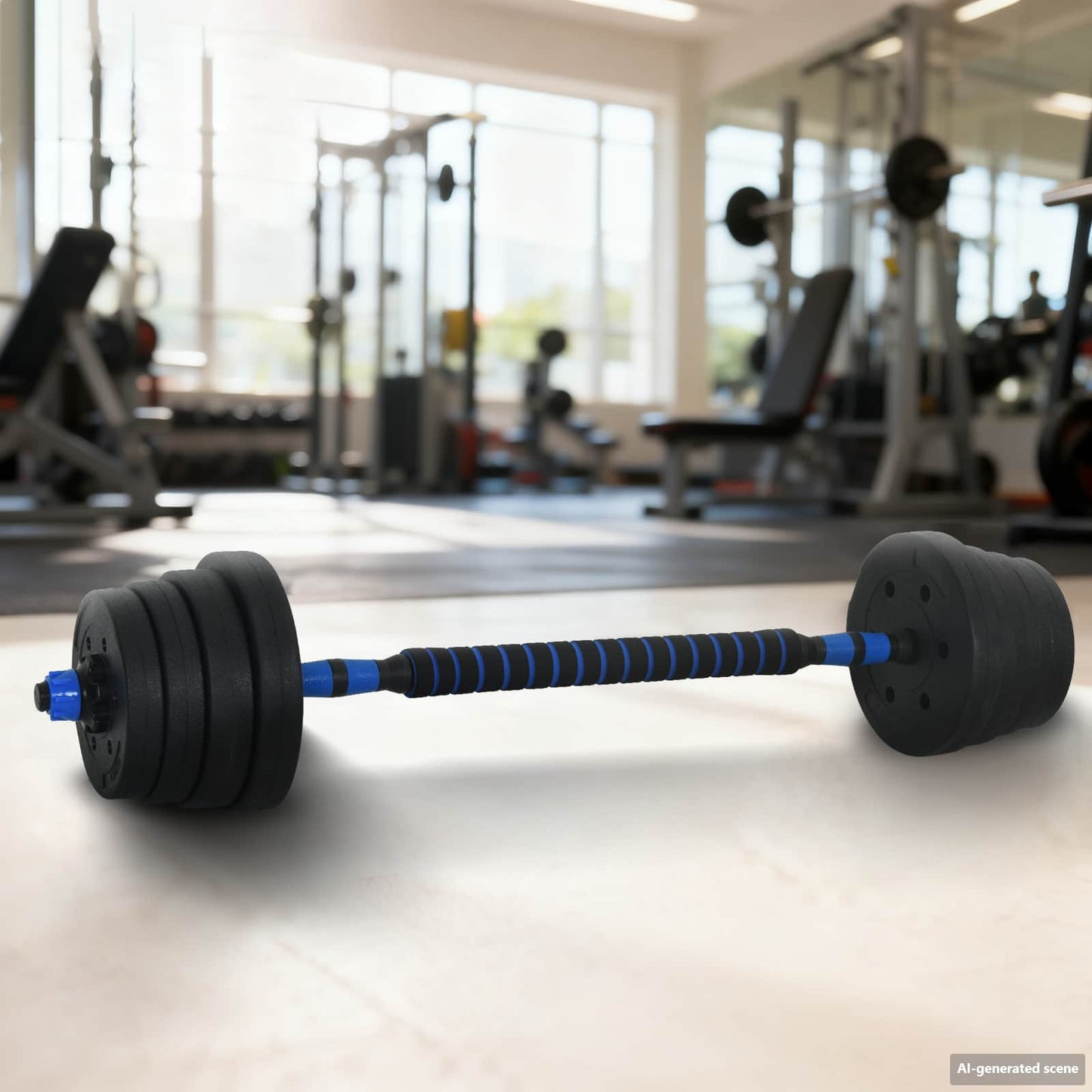 2-in-1 Kurzhantel Langhantel Set 30 kg Schwarz und Blau