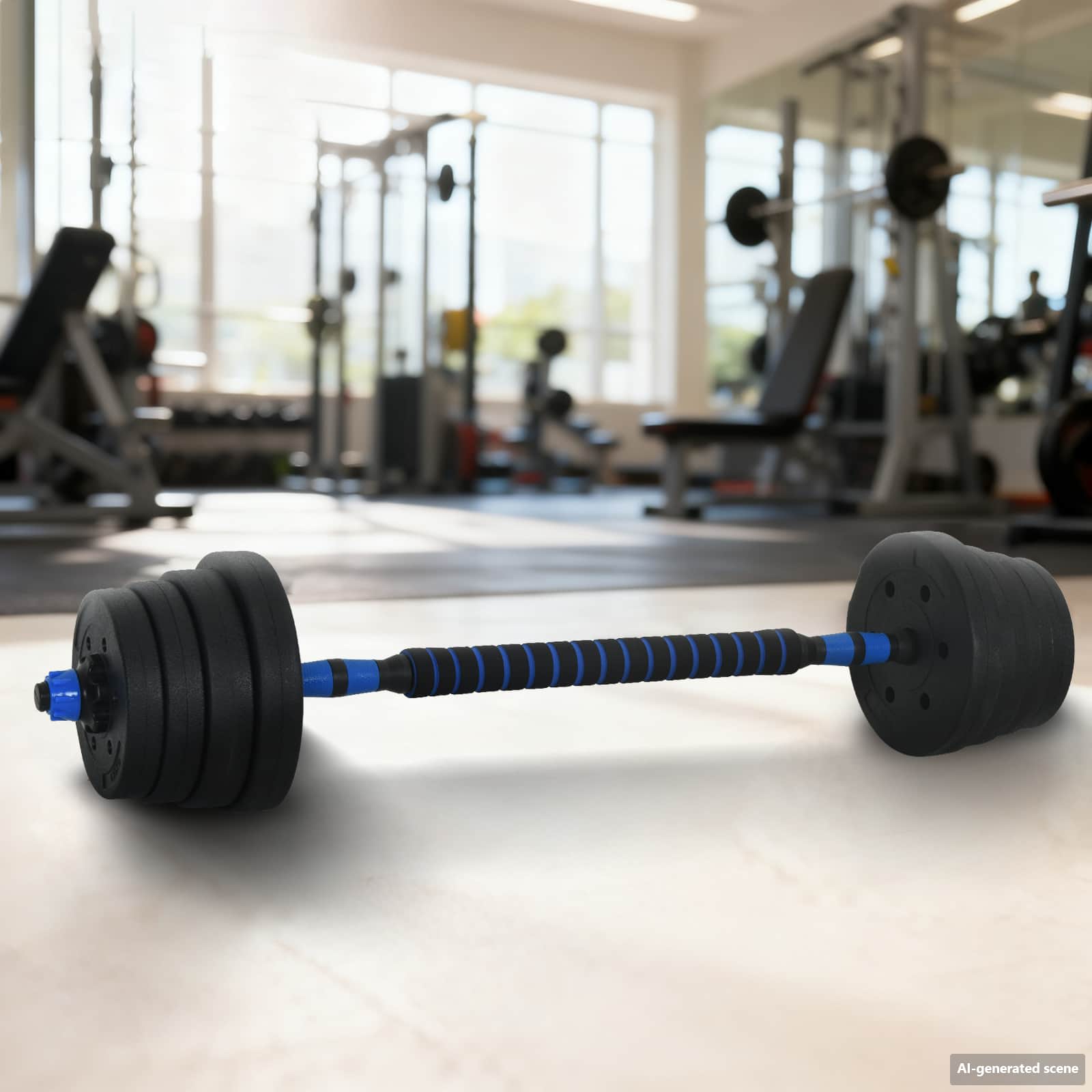 2-in-1 Kurzhantel Langhantel Set 30 kg Schwarz und Blau