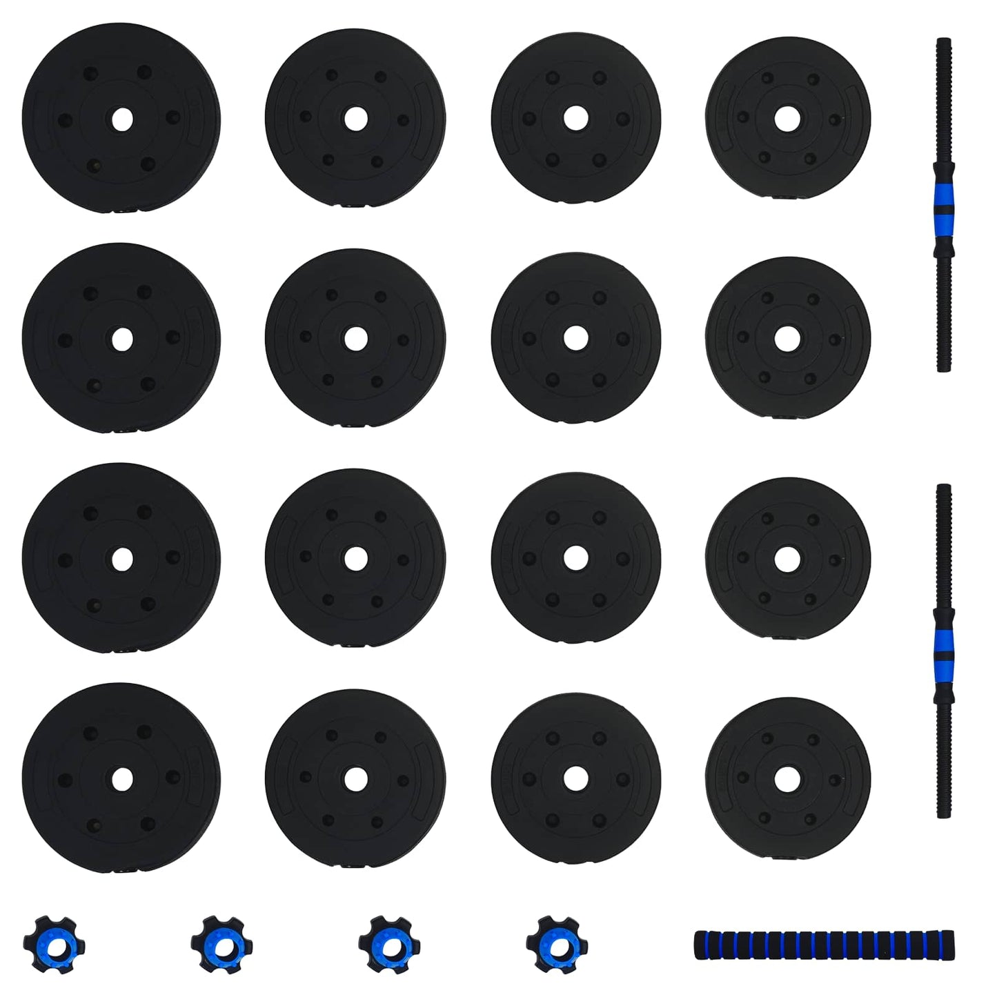 2-in-1 Kurzhantel Langhantel Set 30 kg Schwarz und Blau