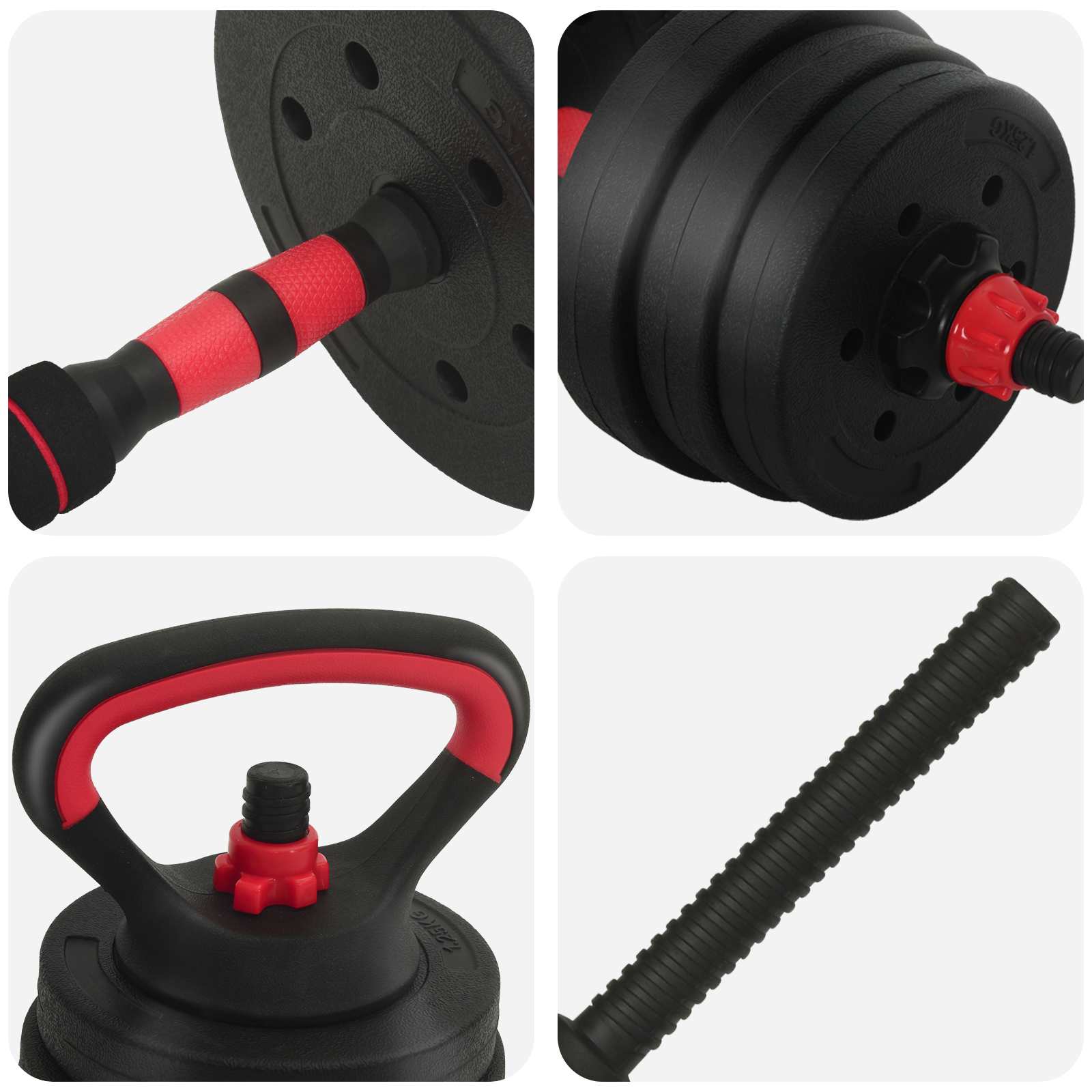 4-in-1 Kurzhantel, Langhantel und Kettlebell Set 20 kg