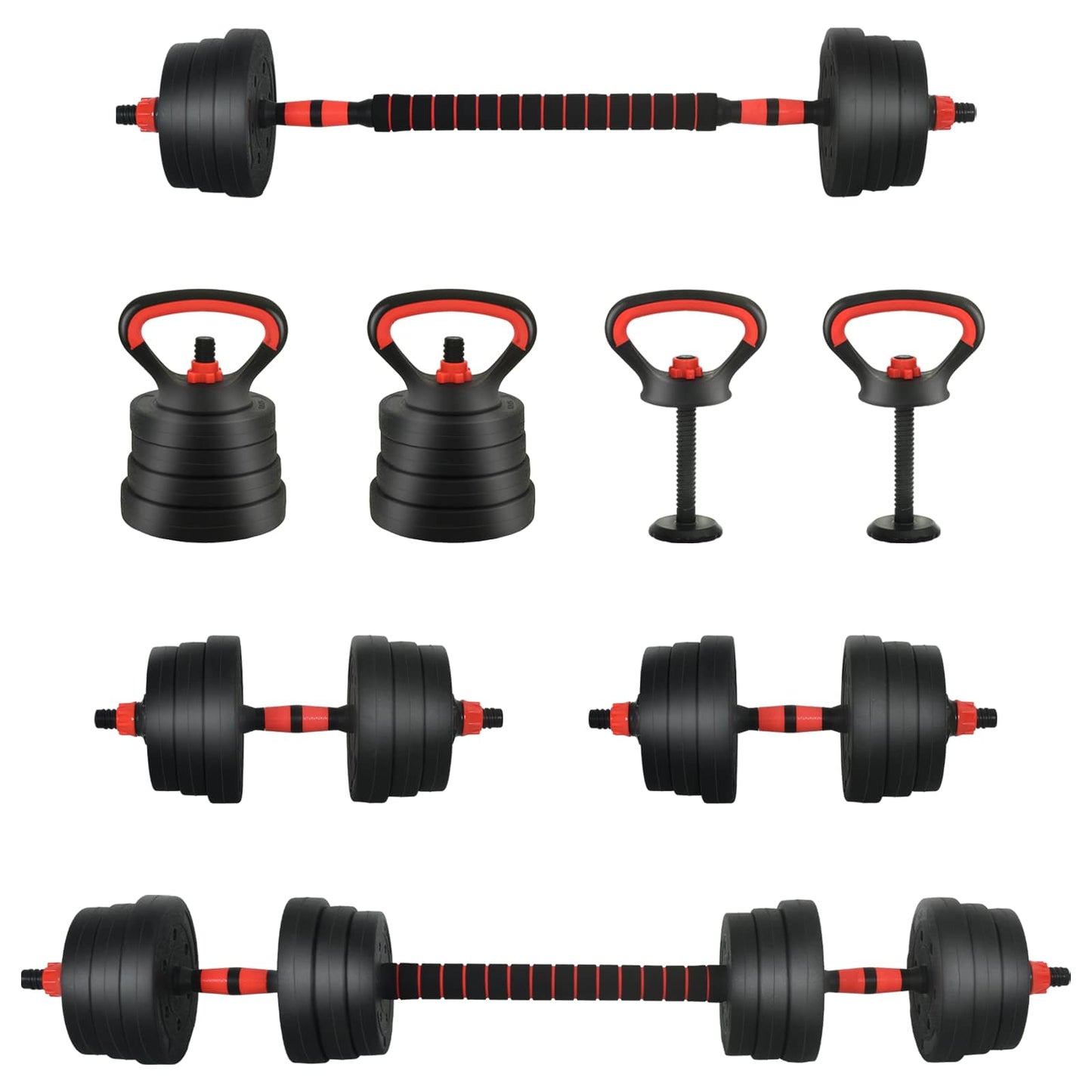 4-in-1 Kurzhantel, Langhantel und Kettlebell Set 20 kg