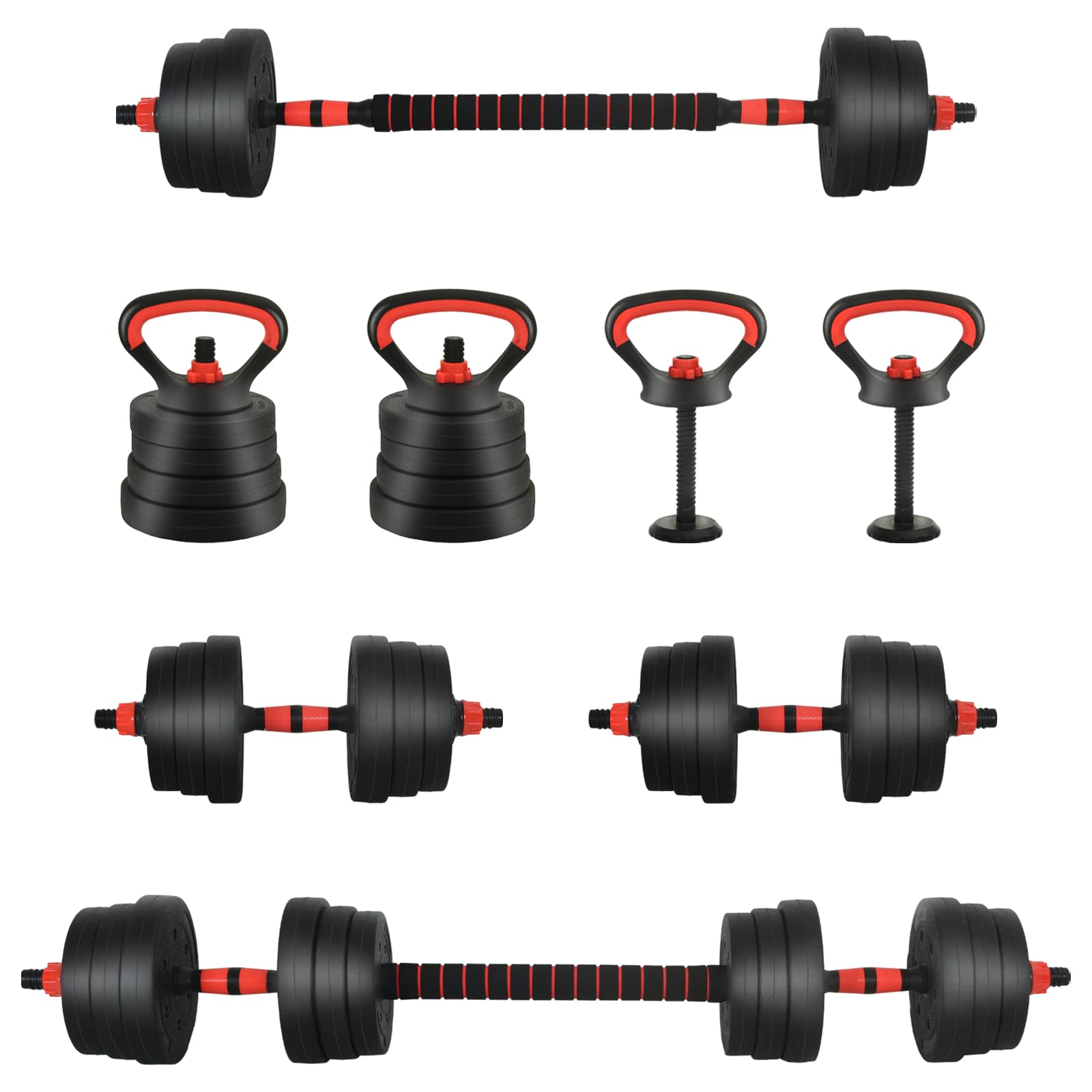 4-in-1 Kurzhantel, Langhantel und Kettlebell Set 20 kg